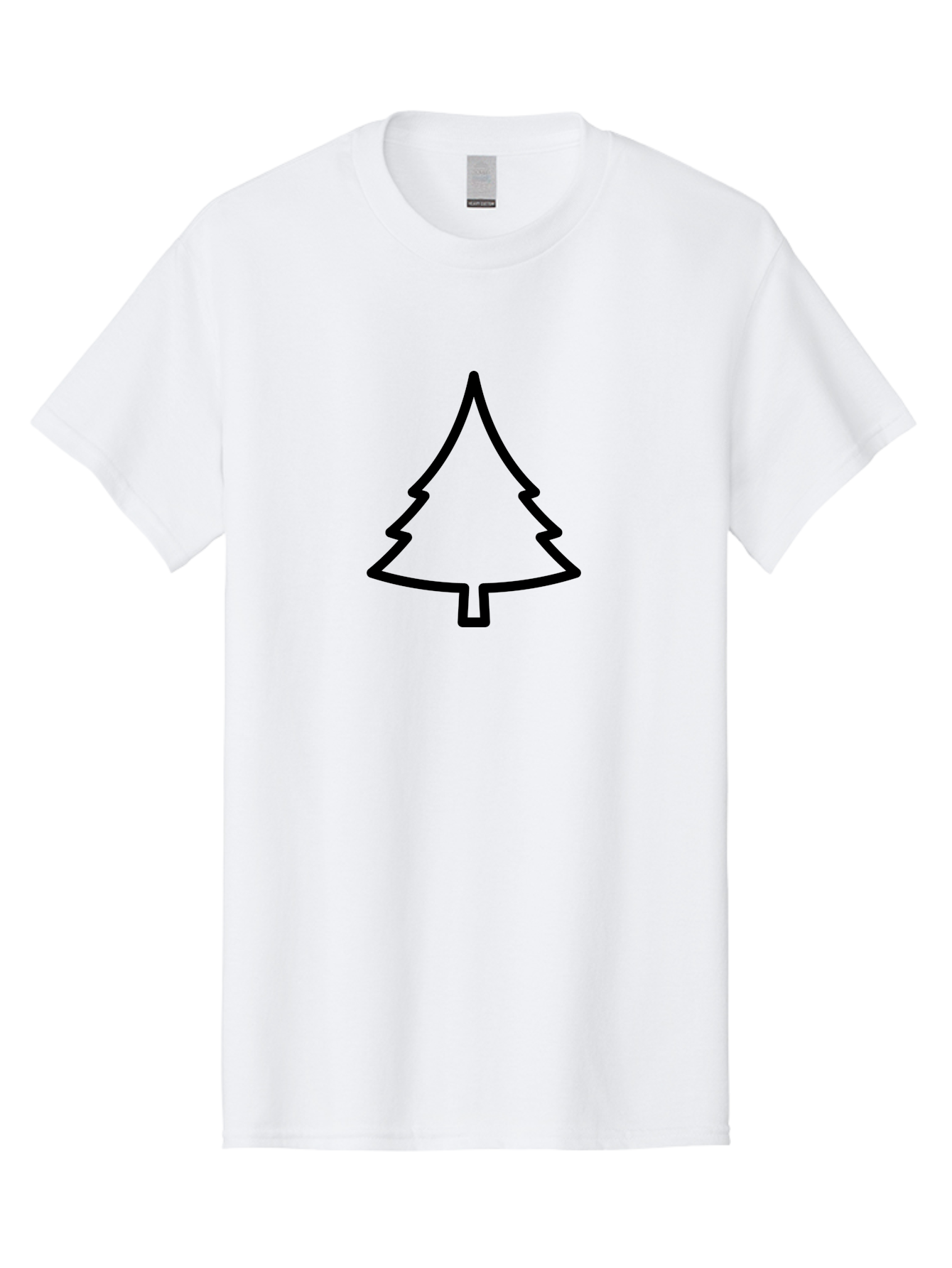Christmas-Tree-2 Men'S Graphic Tee, 100% Cotton, Comfortable Casual Summer Wear, Machine Washable, Simple Christmas Tree, Minimalist Design, Festive Symbol, Holiday Icon, Black Outline, Evergreen Tree Shape -  Aaa171