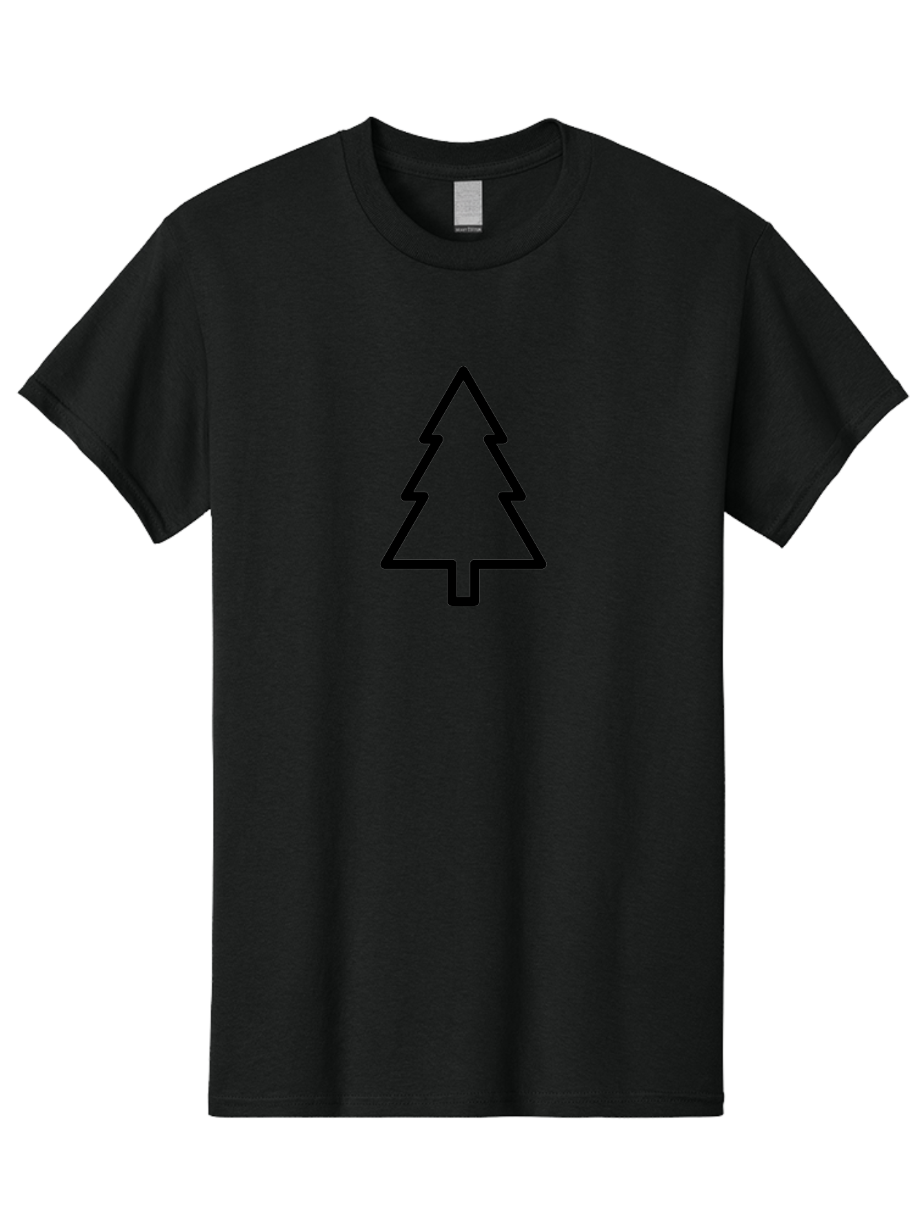 Christmas-Tree-3 Men'S Graphic Tee, 100% Cotton, Comfortable Casual Summer Wear, Machine Washable, Christmas Tree, Holiday Symbol, Festive Icon, Evergreen, Black Outline Tree -  Aaa172