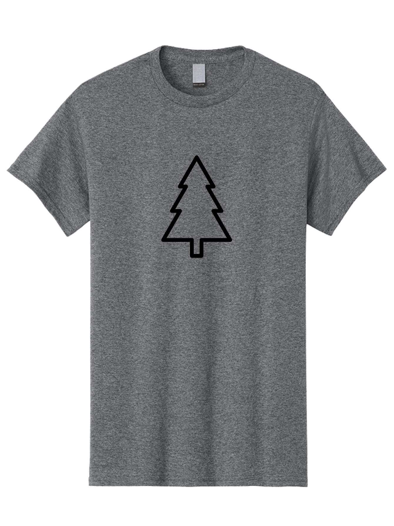 Christmas-Tree-3 Men'S Graphic Tee, 100% Cotton, Comfortable Casual Summer Wear, Machine Washable, Christmas Tree, Holiday Symbol, Festive Icon, Evergreen, Black Outline Tree -  Aaa172
