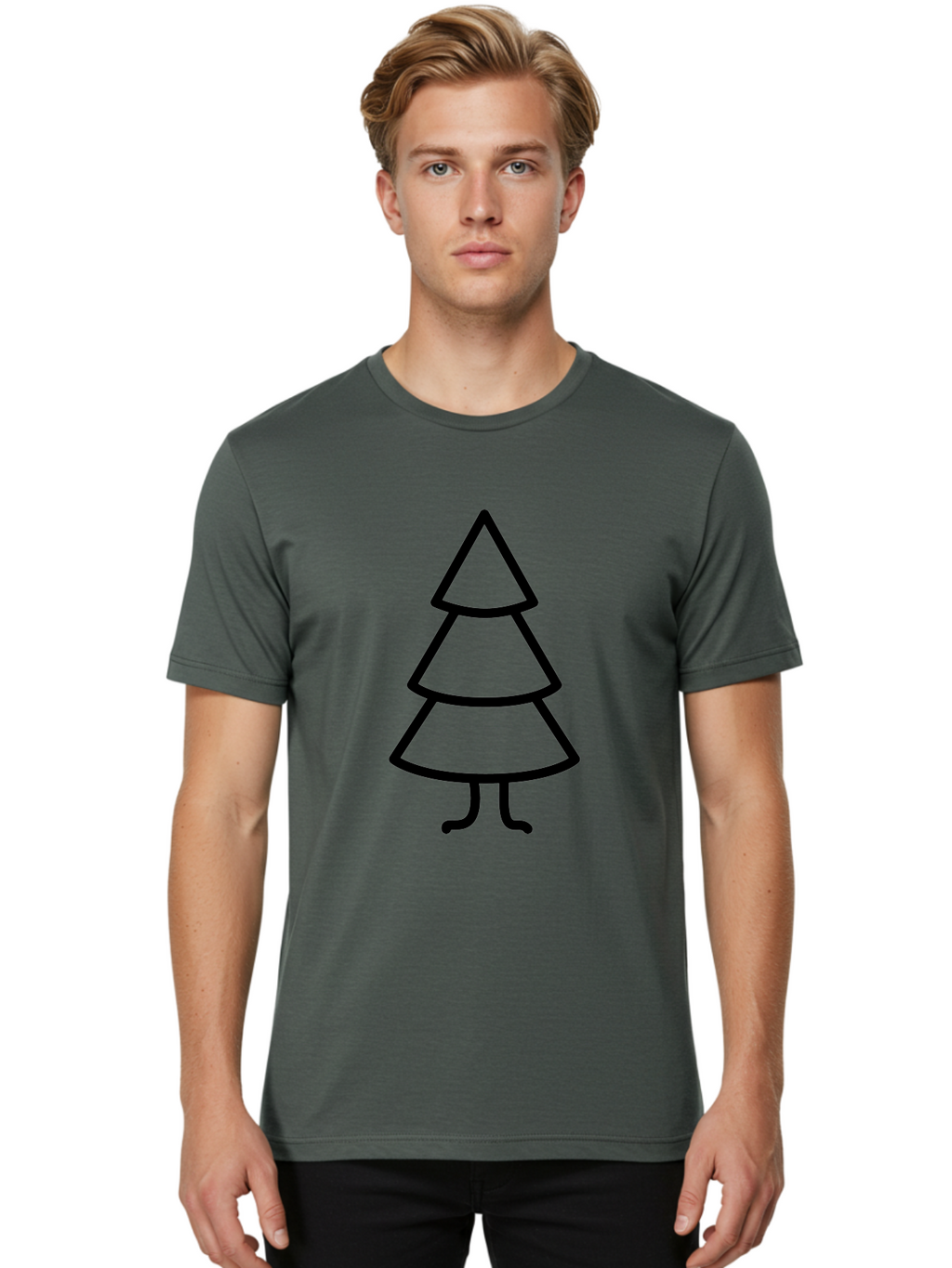 Christmas-Tree-4 Men'S Graphic Tee, 100% Cotton, Comfortable Casual Summer Wear, Machine Washable, Simple Christmas Tree, Cartoon Christmas Tree, Christmas Illustration, Minimalist Christmas, Christmas Symbol, Festive Icon, Holiday Graphic, -  Aaa173