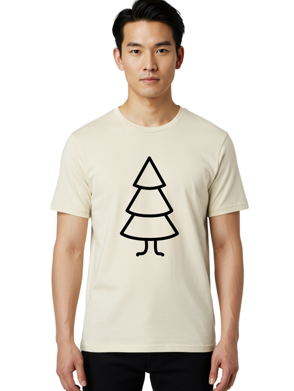 Christmas-Tree-4 Men'S Graphic Tee, 100% Cotton, Comfortable Casual Summer Wear, Machine Washable, Simple Christmas Tree, Cartoon Christmas Tree, Christmas Illustration, Minimalist Christmas, Christmas Symbol, Festive Icon, Holiday Graphic, -  Aaa173