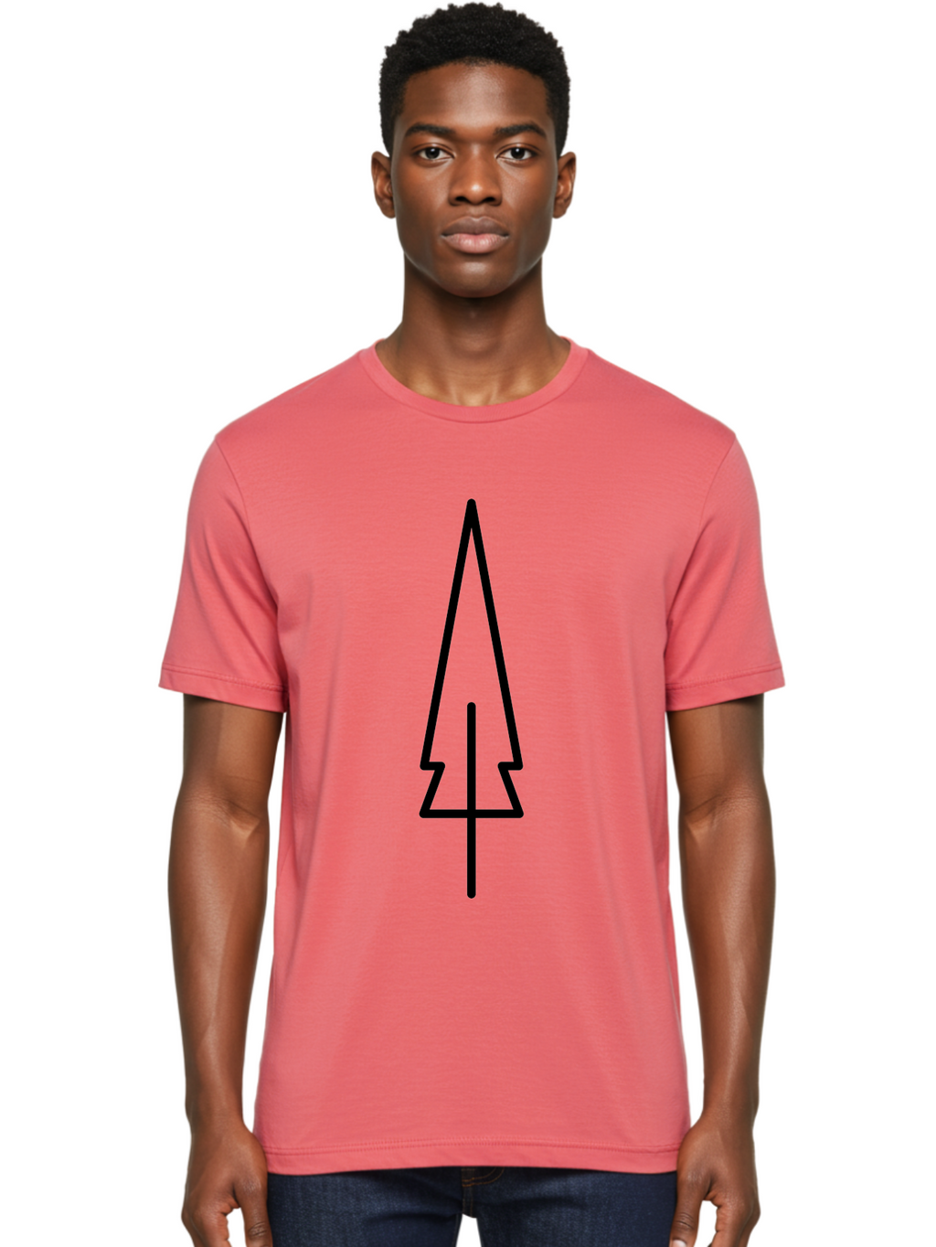 Christmas-Tree-5 Men'S Graphic Tee, 100% Cotton, Comfortable Casual Summer Wear, Machine Washable, Christmas Tree Outline, Festive Symbol, Holiday Icon, Minimalist Design, Black Silhouette, Simple Christmas Graphic, Winter Symbol -  Aaa174
