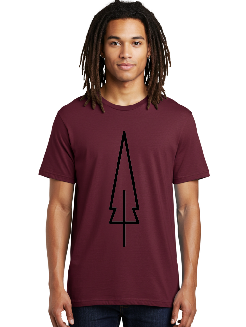 Christmas-Tree-5 Men'S Graphic Tee, 100% Cotton, Comfortable Casual Summer Wear, Machine Washable, Christmas Tree Outline, Festive Symbol, Holiday Icon, Minimalist Design, Black Silhouette, Simple Christmas Graphic, Winter Symbol -  Aaa174
