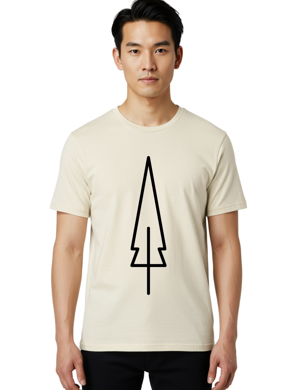 Christmas-Tree-5 Men'S Graphic Tee, 100% Cotton, Comfortable Casual Summer Wear, Machine Washable, Christmas Tree Outline, Festive Symbol, Holiday Icon, Minimalist Design, Black Silhouette, Simple Christmas Graphic, Winter Symbol -  Aaa174
