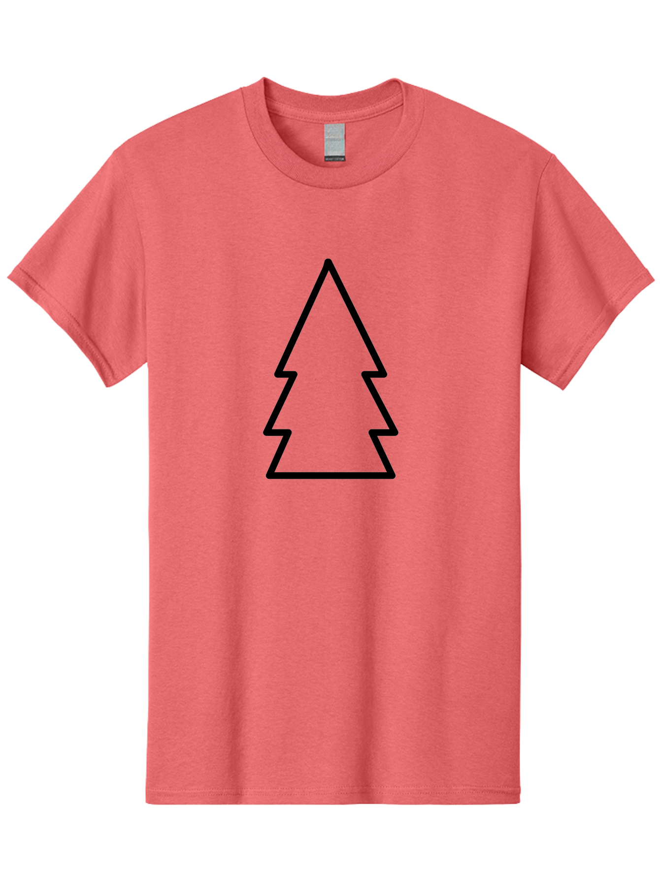 Christmas-Tree Men'S Graphic Tee, 100% Cotton, Comfortable Casual Summer Wear, Machine Washable, Christmas Tree Icon, Simple Design, Black Outline, Festive Symbol, Holiday Decoration, Minimalist Graphic, Seasonal Illustration -  Aaa176