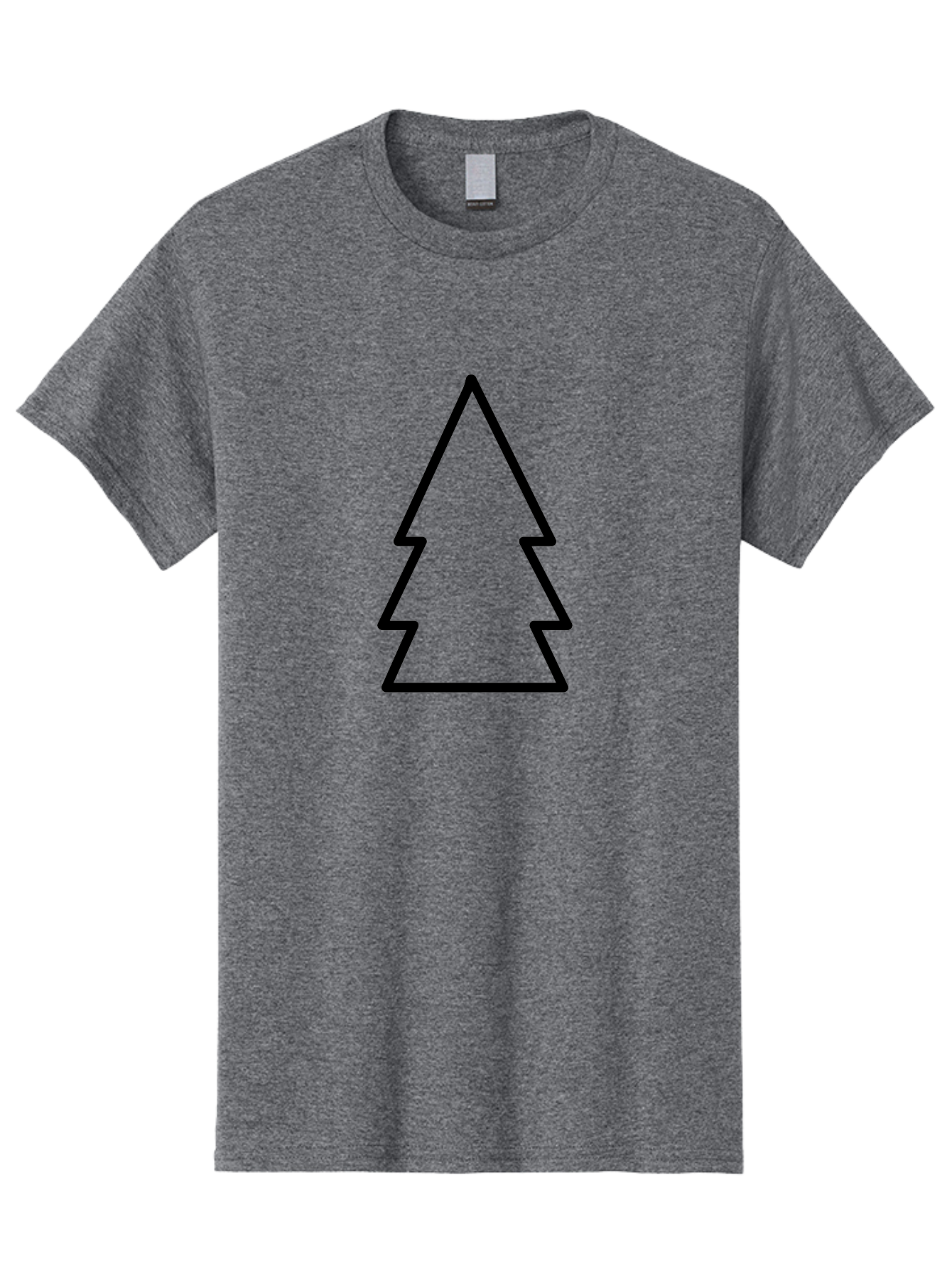 Christmas-Tree Men'S Graphic Tee, 100% Cotton, Comfortable Casual Summer Wear, Machine Washable, Christmas Tree Icon, Simple Design, Black Outline, Festive Symbol, Holiday Decoration, Minimalist Graphic, Seasonal Illustration -  Aaa176