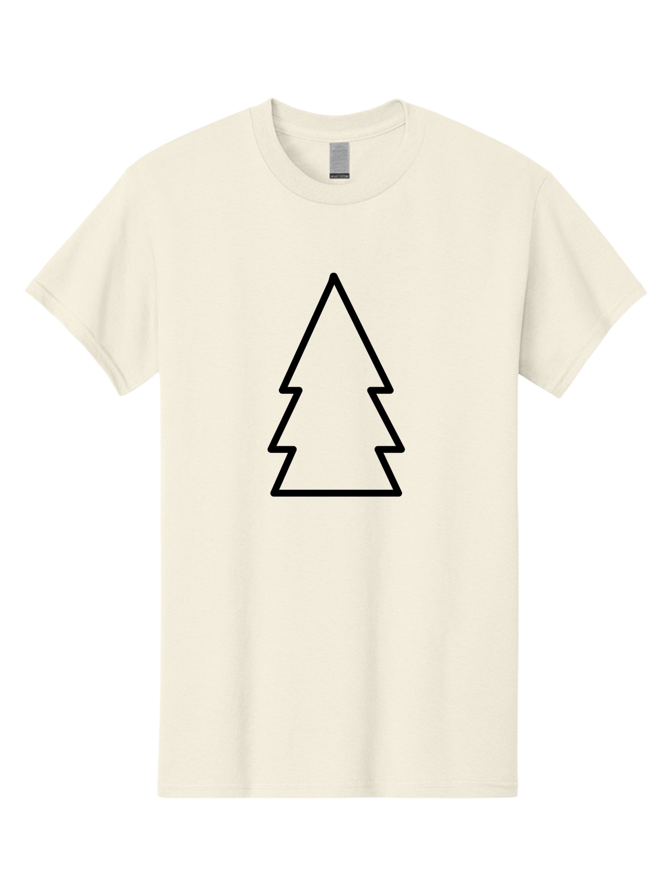 Christmas-Tree Men'S Graphic Tee, 100% Cotton, Comfortable Casual Summer Wear, Machine Washable, Christmas Tree Icon, Simple Design, Black Outline, Festive Symbol, Holiday Decoration, Minimalist Graphic, Seasonal Illustration -  Aaa176
