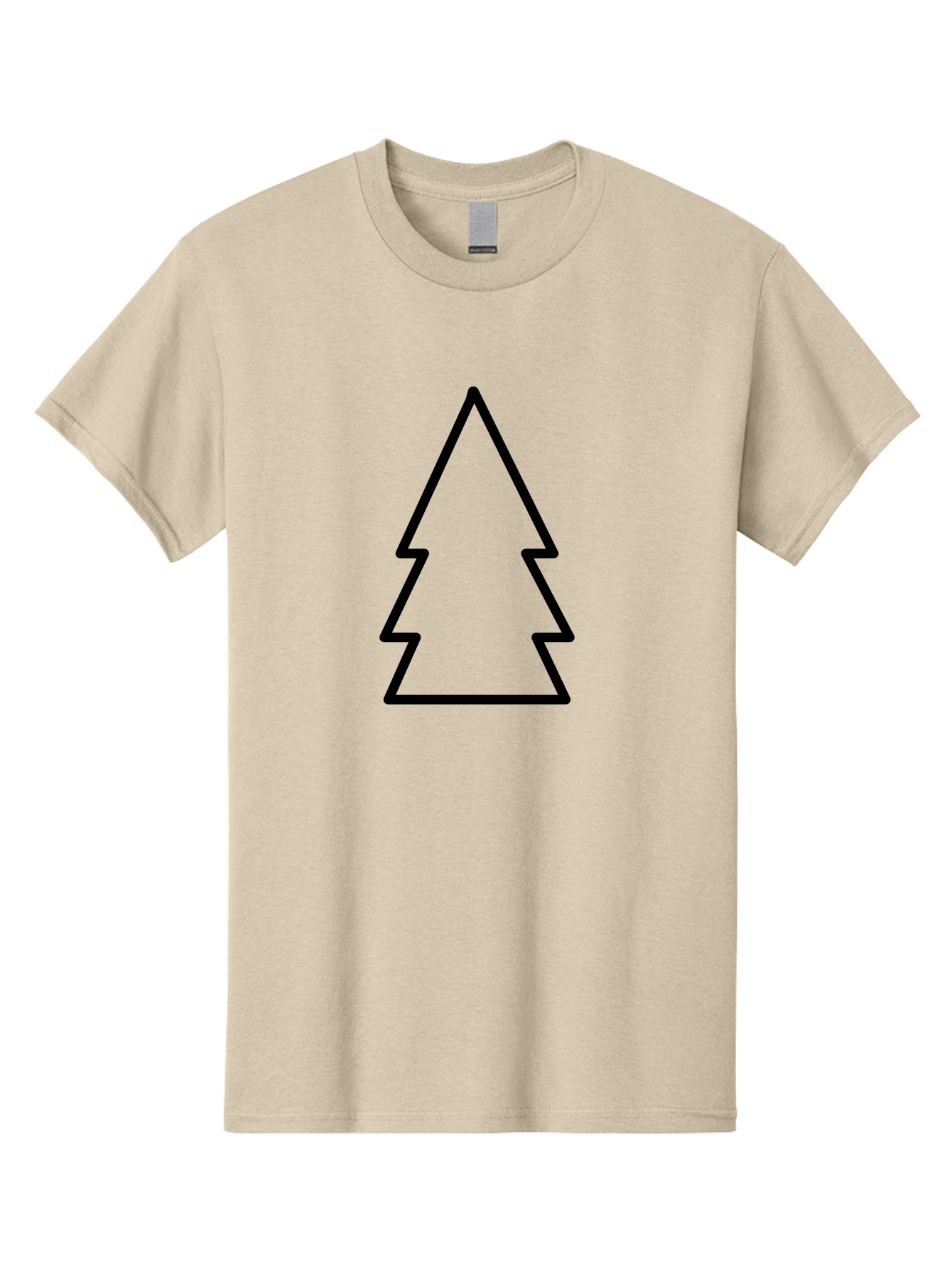 Christmas-Tree Men'S Graphic Tee, 100% Cotton, Comfortable Casual Summer Wear, Machine Washable, Christmas Tree Icon, Simple Design, Black Outline, Festive Symbol, Holiday Decoration, Minimalist Graphic, Seasonal Illustration -  Aaa176