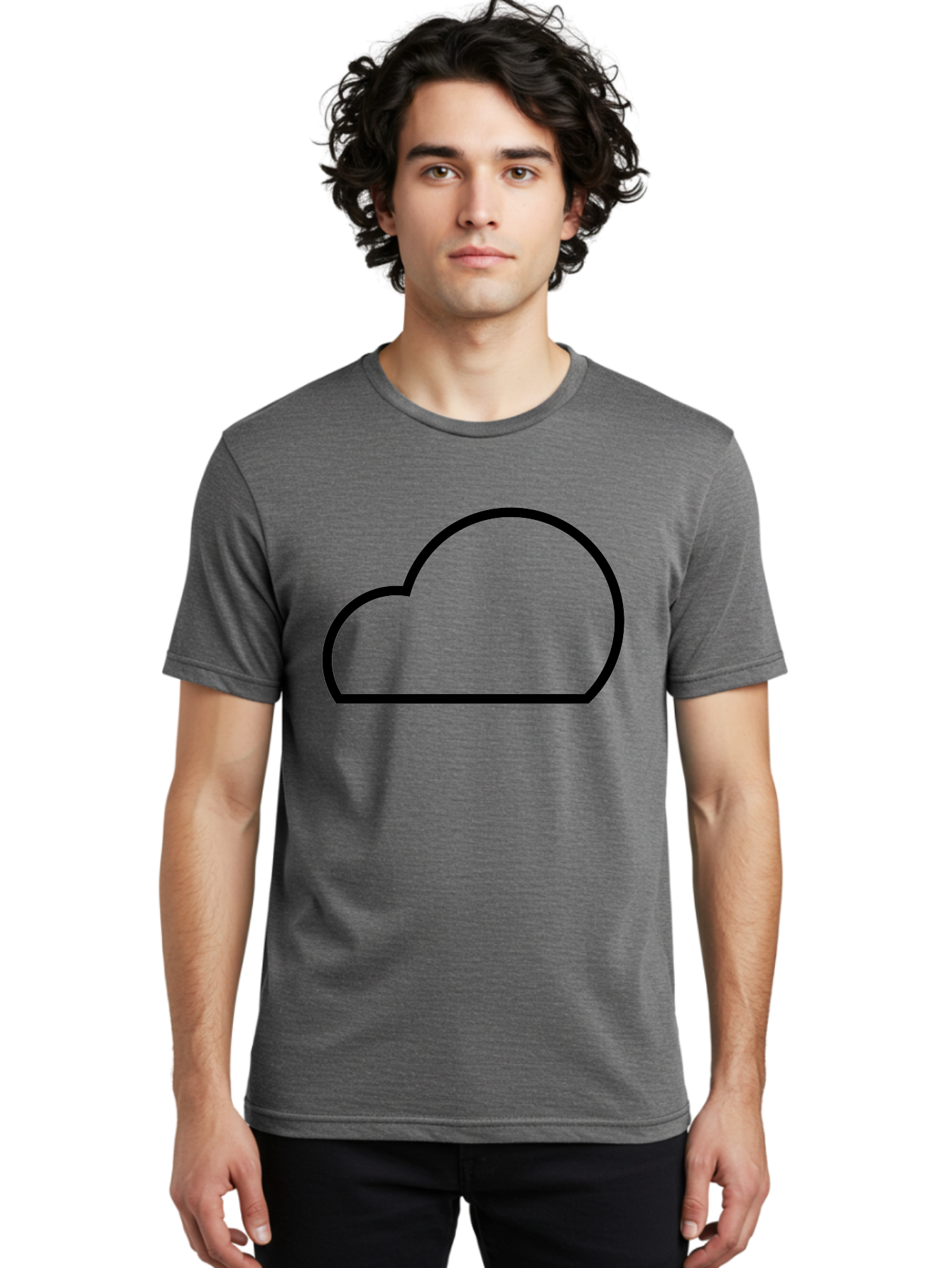 Cloud-1 Men'S Graphic Tee, 100% Cotton, Comfortable Casual Summer Wear, Machine Washable, Cloud Shape, Minimalist Design, Simple Graphics, Outline Style, Modern Icon, Weather Symbol, Abstract Shape -  Aaa177