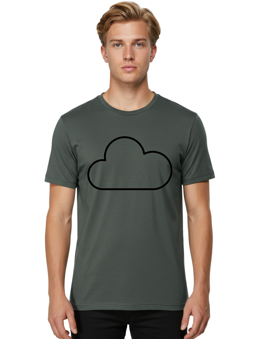 Cloud-2 Men'S Graphic Tee, 100% Cotton, Comfortable Casual Summer Wear, Machine Washable, Simple Cloud Icon, Cloud Computing, Digital Storage, Minimalist Design, Black Outline, Cloud Technology -  Aaa178