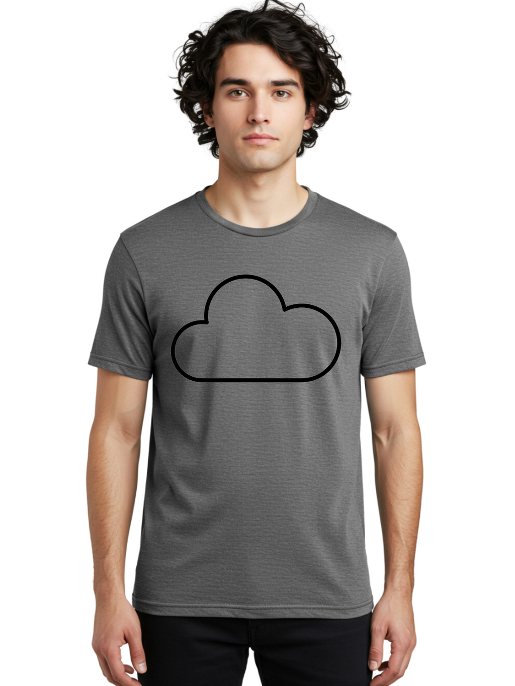 Cloud-2 Men'S Graphic Tee, 100% Cotton, Comfortable Casual Summer Wear, Machine Washable, Simple Cloud Icon, Cloud Computing, Digital Storage, Minimalist Design, Black Outline, Cloud Technology -  Aaa178
