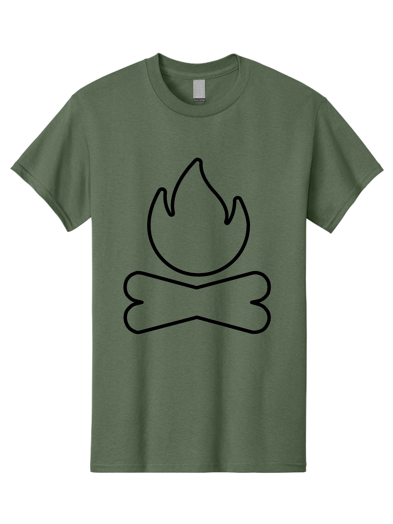 Crossbones-And-Flame Men'S Graphic Tee, 100% Cotton, Comfortable Casual Summer Wear, Machine Washable, Bone And Flame Symbol, Danger Sign, Warning Icon, Black Outline, Simple Design, Bold Graphics, Striking Imagery, Edgy Style -  Aaa181