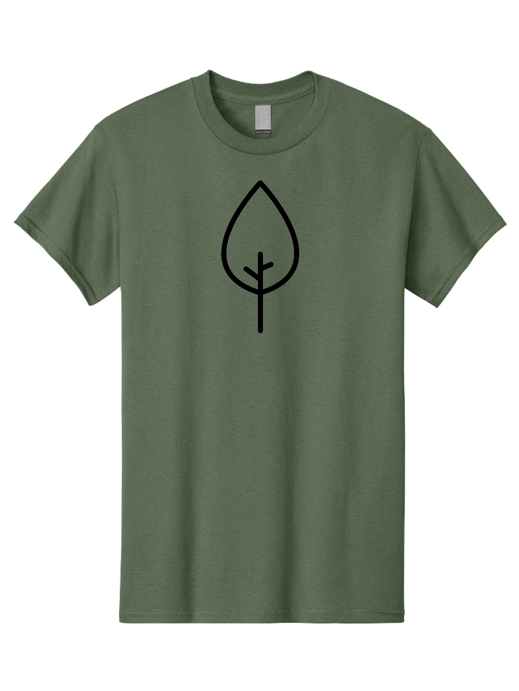 Leaf Men'S Graphic Tee, 100% Cotton, Comfortable Casual Summer Wear, Machine Washable, Simple Leaf Icon, Minimalist Design, Nature Symbol, Eco-Friendly Logo, Black Outline, Leaf Shape -  Aaa189