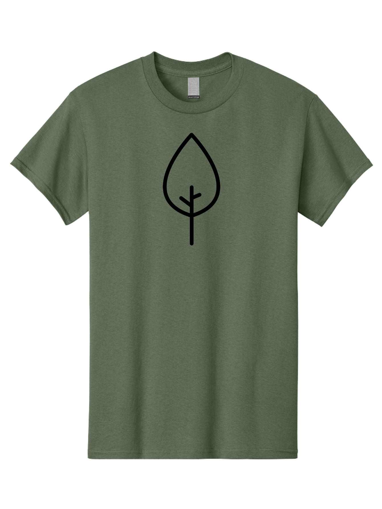 Leaf Men'S Graphic Tee, 100% Cotton, Comfortable Casual Summer Wear, Machine Washable, Simple Leaf Icon, Minimalist Design, Nature Symbol, Eco-Friendly Logo, Black Outline, Leaf Shape -  Aaa189