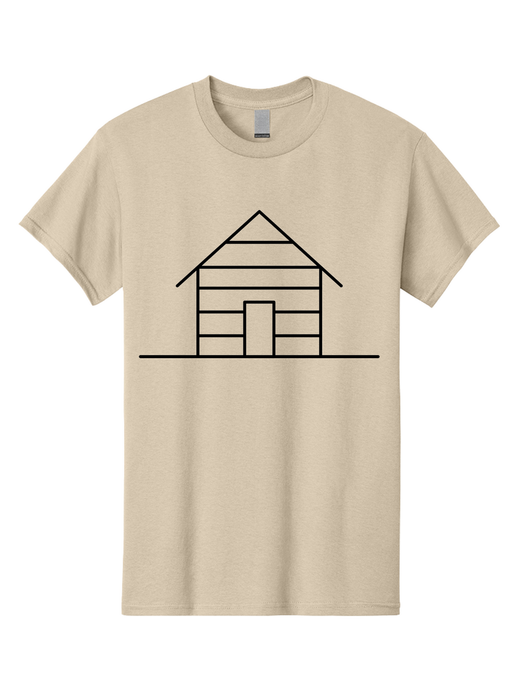 Log-Cabin Men'S Graphic Tee, 100% Cotton, Comfortable Casual Summer Wear, Machine Washable, Log Cabin, Simple House, Wooden House, Cabin Illustration, Minimalist Design, Simple Architecture, Rural Home, Cozy Retreat, Black Lines -  Aaa192