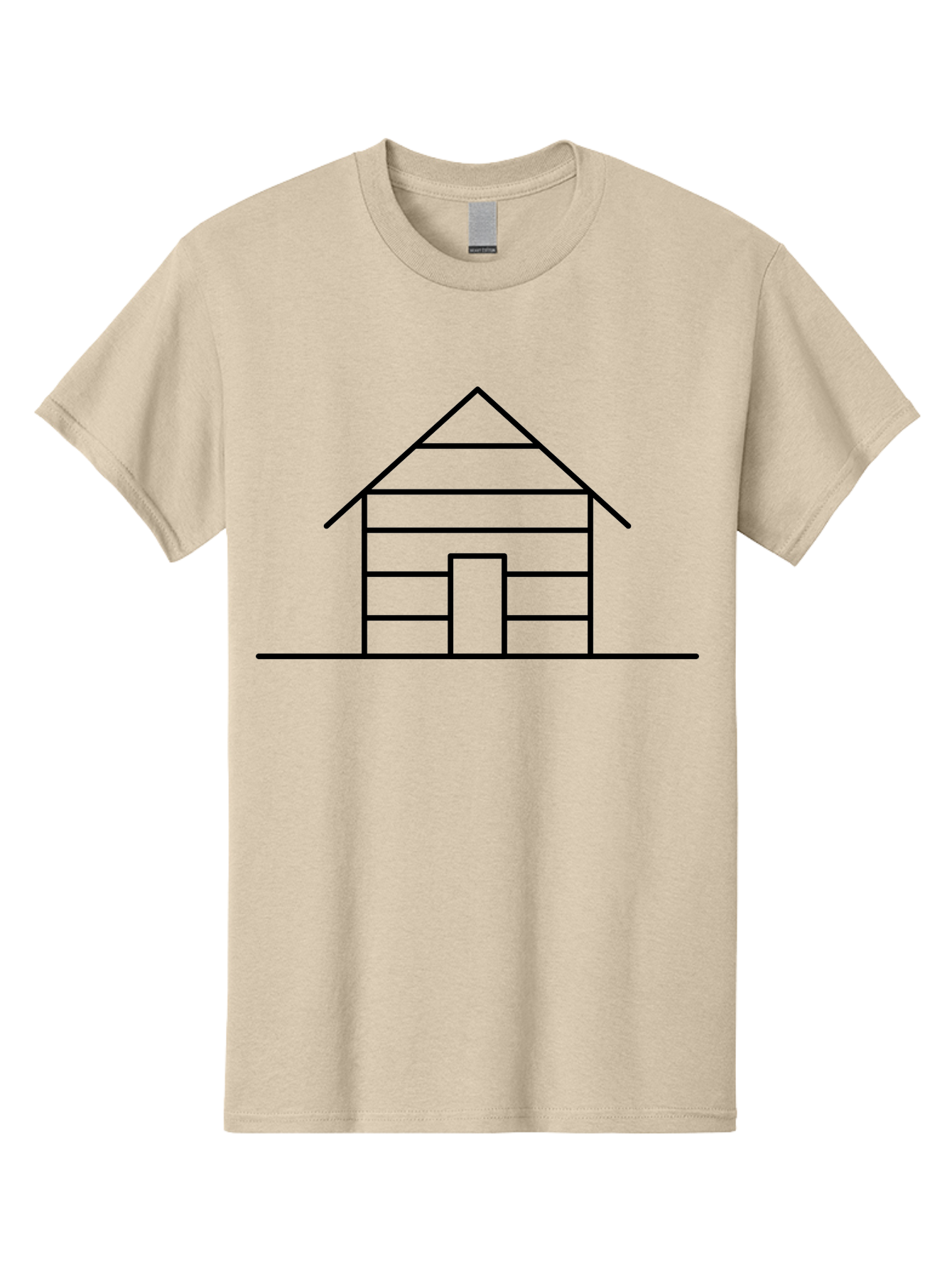 Log-Cabin Men'S Graphic Tee, 100% Cotton, Comfortable Casual Summer Wear, Machine Washable, Log Cabin, Simple House, Wooden House, Cabin Illustration, Minimalist Design, Simple Architecture, Rural Home, Cozy Retreat, Black Lines -  Aaa192