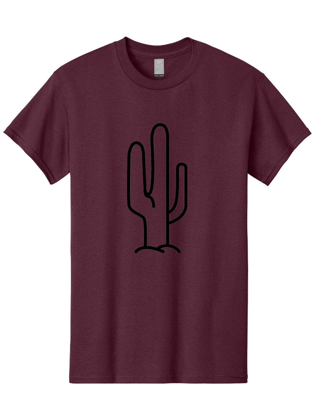 Middle-Finger-Cactus Men'S Graphic Tee, 100% Cotton, Comfortable Casual Summer Wear, Machine Washable, Simple Cactus Drawing, Minimalist Design, Black Outline, Desert Flora, Succulent Plant, Prickly Pear, Cartoon Style, Modern Art -  Aaa194