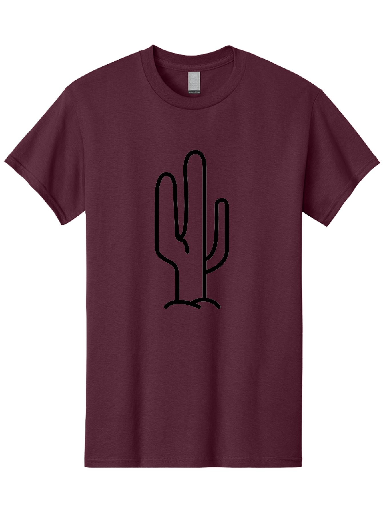 Middle-Finger-Cactus Men'S Graphic Tee, 100% Cotton, Comfortable Casual Summer Wear, Machine Washable, Simple Cactus Drawing, Minimalist Design, Black Outline, Desert Flora, Succulent Plant, Prickly Pear, Cartoon Style, Modern Art -  Aaa194