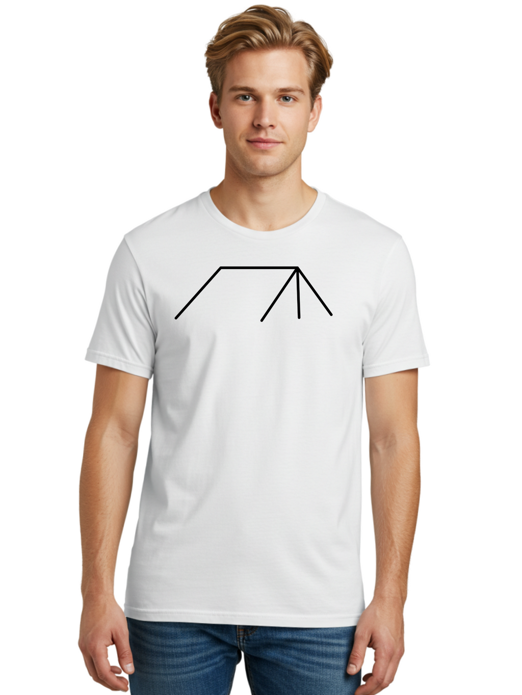 Stick-Figure Men'S Graphic Tee, 100% Cotton, Comfortable Casual Summer Wear, Machine Washable, Simple Line Drawing, Geometric Shape, Abstract Design, Minimalist Art, Black Lines, Simple Graphics -  Aaa206