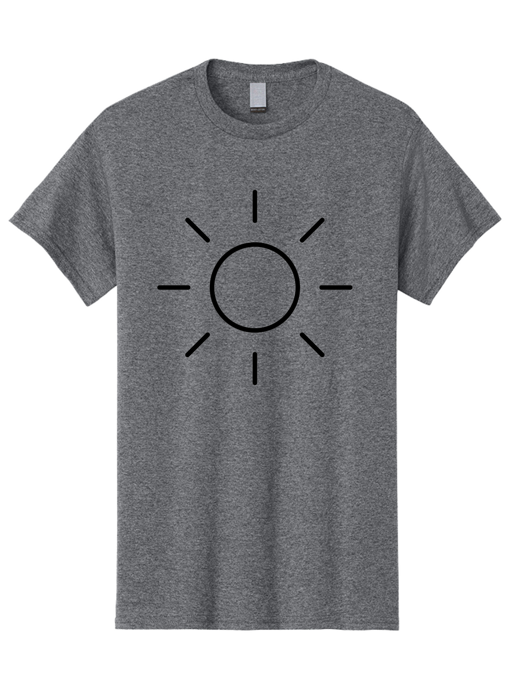 Sun-Symbol Men'S Graphic Tee, 100% Cotton, Comfortable Casual Summer Wear, Machine Washable, Sun Symbol, Simple Design, Minimalist Icon, Black Outline, Sun Illustration, Weather Symbol, Sunshine Graphic -  Aaa207