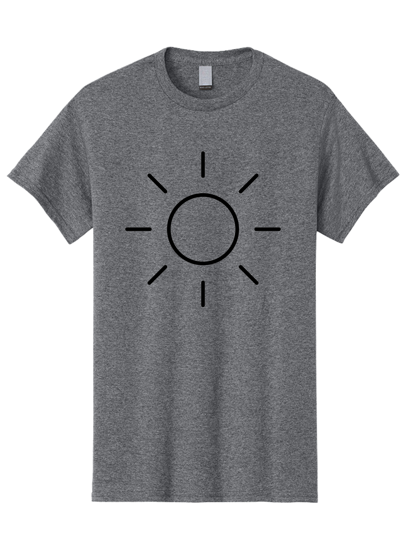Sun-Symbol Men'S Graphic Tee, 100% Cotton, Comfortable Casual Summer Wear, Machine Washable, Sun Symbol, Simple Design, Minimalist Icon, Black Outline, Sun Illustration, Weather Symbol, Sunshine Graphic -  Aaa207