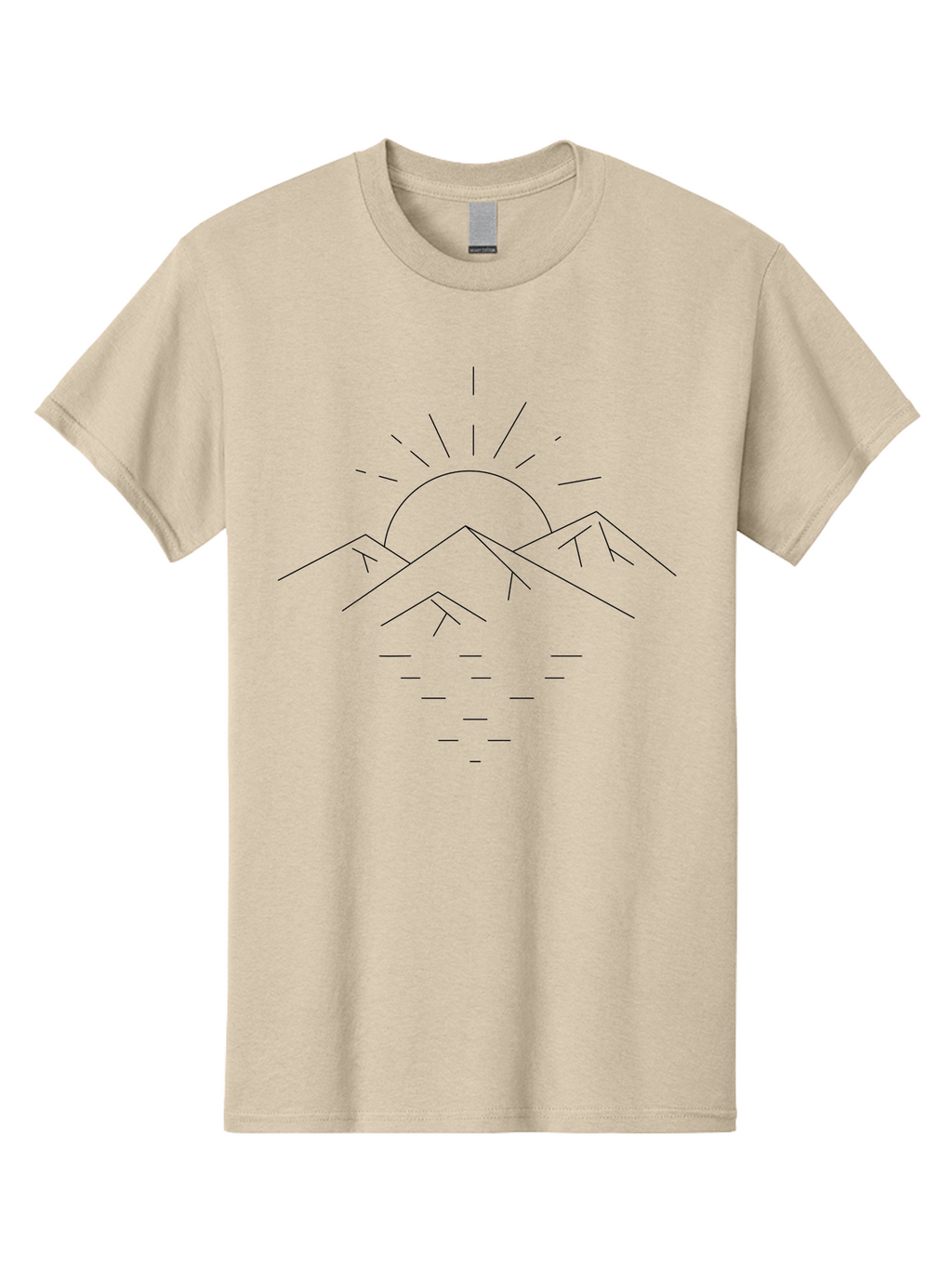 Sunrise-Over-Mountains Men'S Graphic Tee, 100% Cotton, Comfortable Casual Summer Wear, Machine Washable, Mountain Range, Serene Landscape, Sunrise Over Mountains, Minimalist Art, Simple Design, Calm Atmosphere, Peaceful Scenery, -  Aaa208