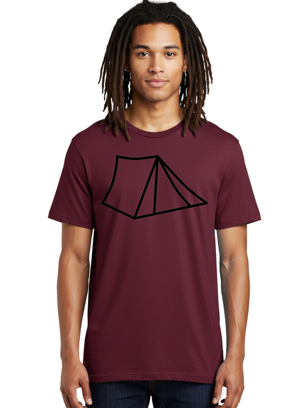 Tent-1 Men'S Graphic Tee, 100% Cotton, Comfortable Casual Summer Wear, Machine Washable, Camping Icon, Simple Tent, Minimalist Design, Black Outline, Outdoor Adventure, Tent Illustration, Camping Symbol, Wilderness Getaway -  Aaa211