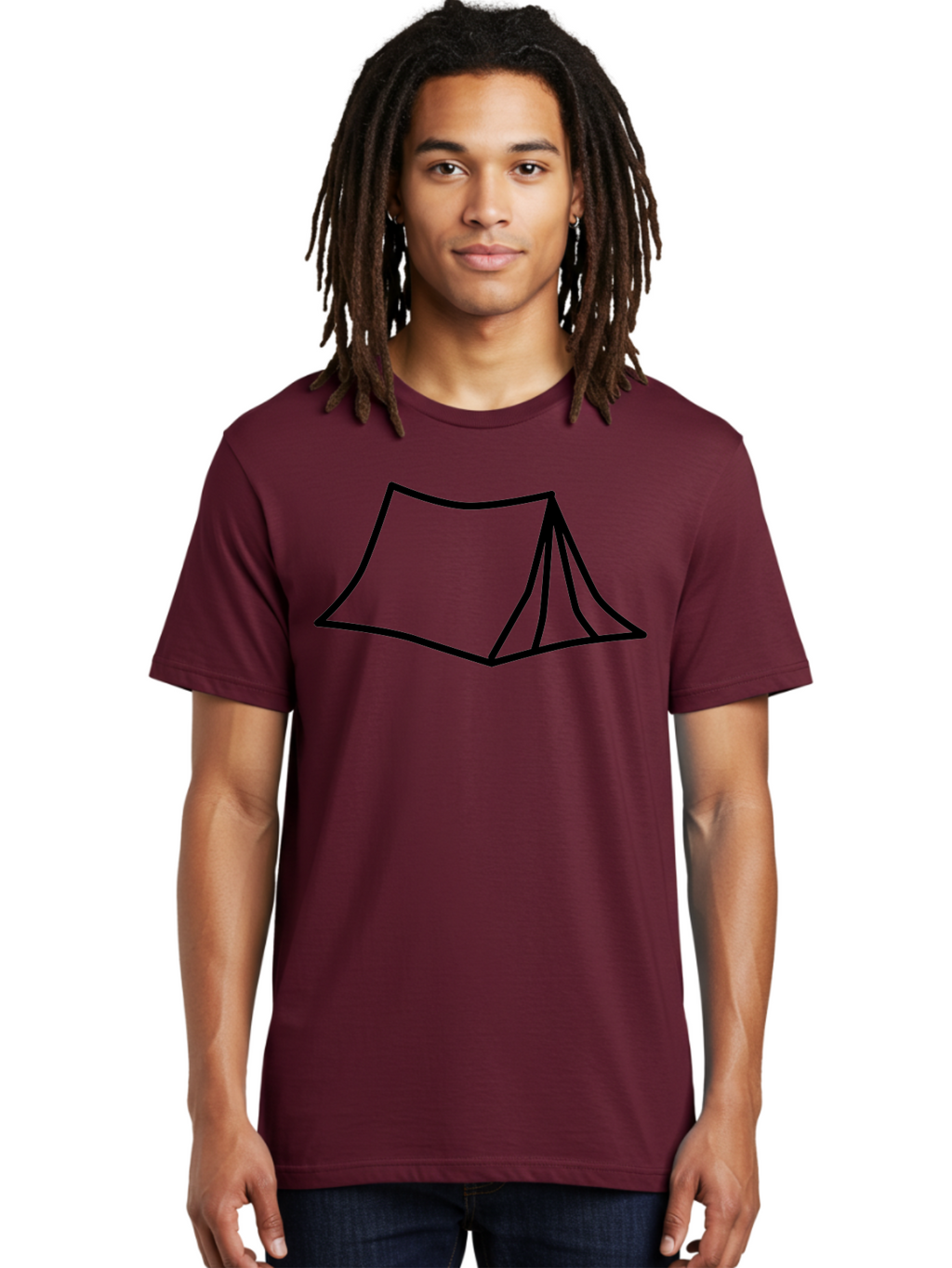 Tent-4 Men'S Graphic Tee, 100% Cotton, Comfortable Casual Summer Wear, Machine Washable, Simple Tent Illustration, Minimalist Design, Camping Symbol, Outdoor Adventure, Black Outline, Graphic Icon, Simple Shape -  Aaa214