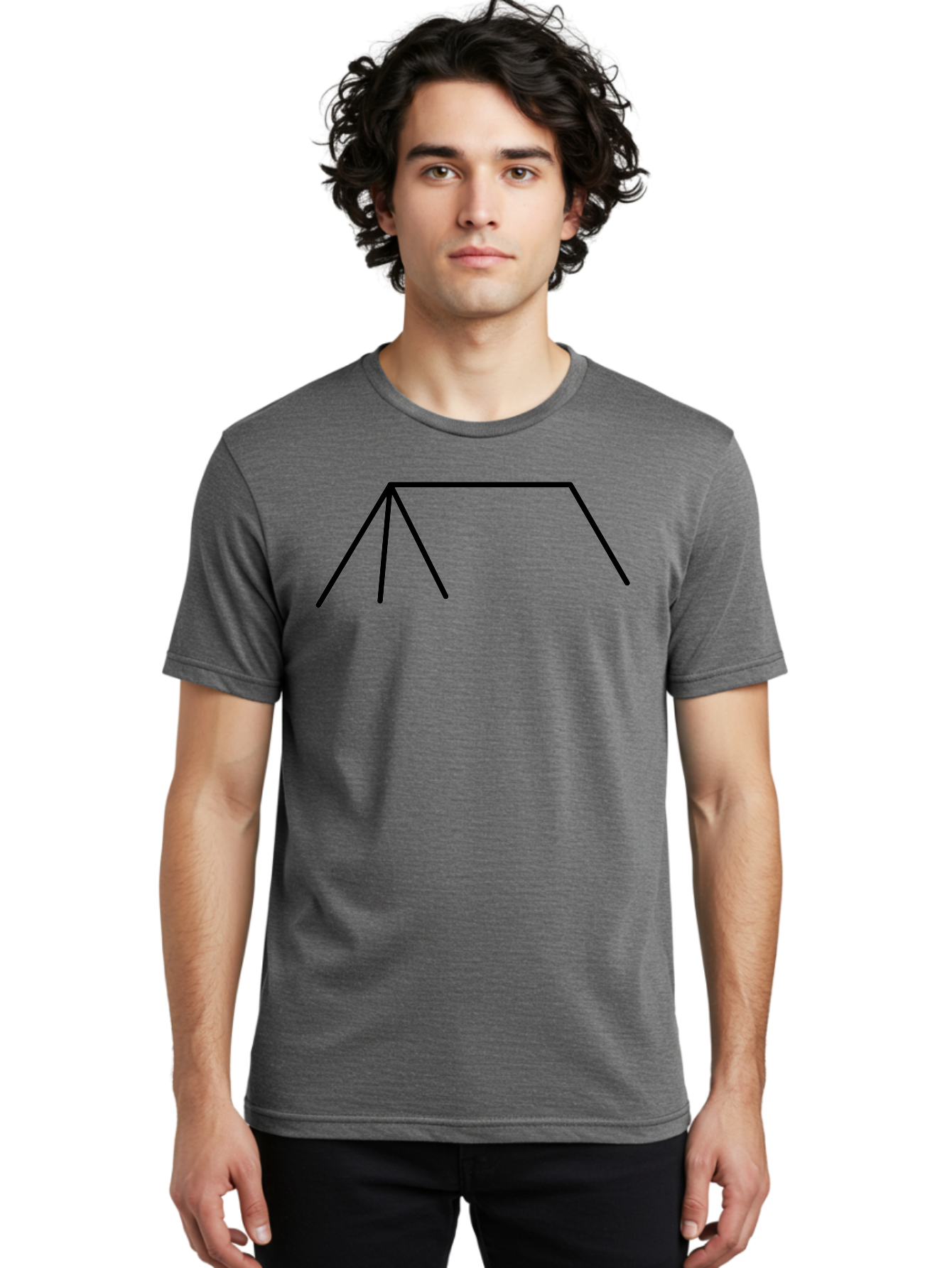 Tent-Icon Men'S Graphic Tee, 100% Cotton, Comfortable Casual Summer Wear, Machine Washable, Simple House Outline, Minimalist Design, Black Lines, Geometric Shapes, Modern Architecture, House Icon, Simple Home -  Aaa216