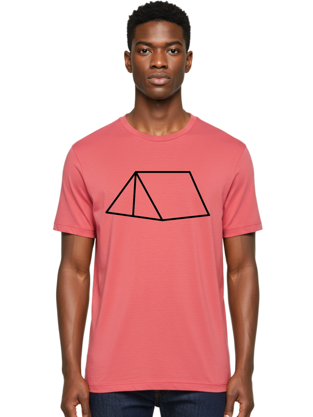 Triangular-Prism Men'S Graphic Tee, 100% Cotton, Comfortable Casual Summer Wear, Machine Washable, Geometric Shape, 3D Figure, Triangular Prism, Simple Design, Black Outline, Minimalist Art, Mathematical Concept, Educational Graphic -  Aaa226