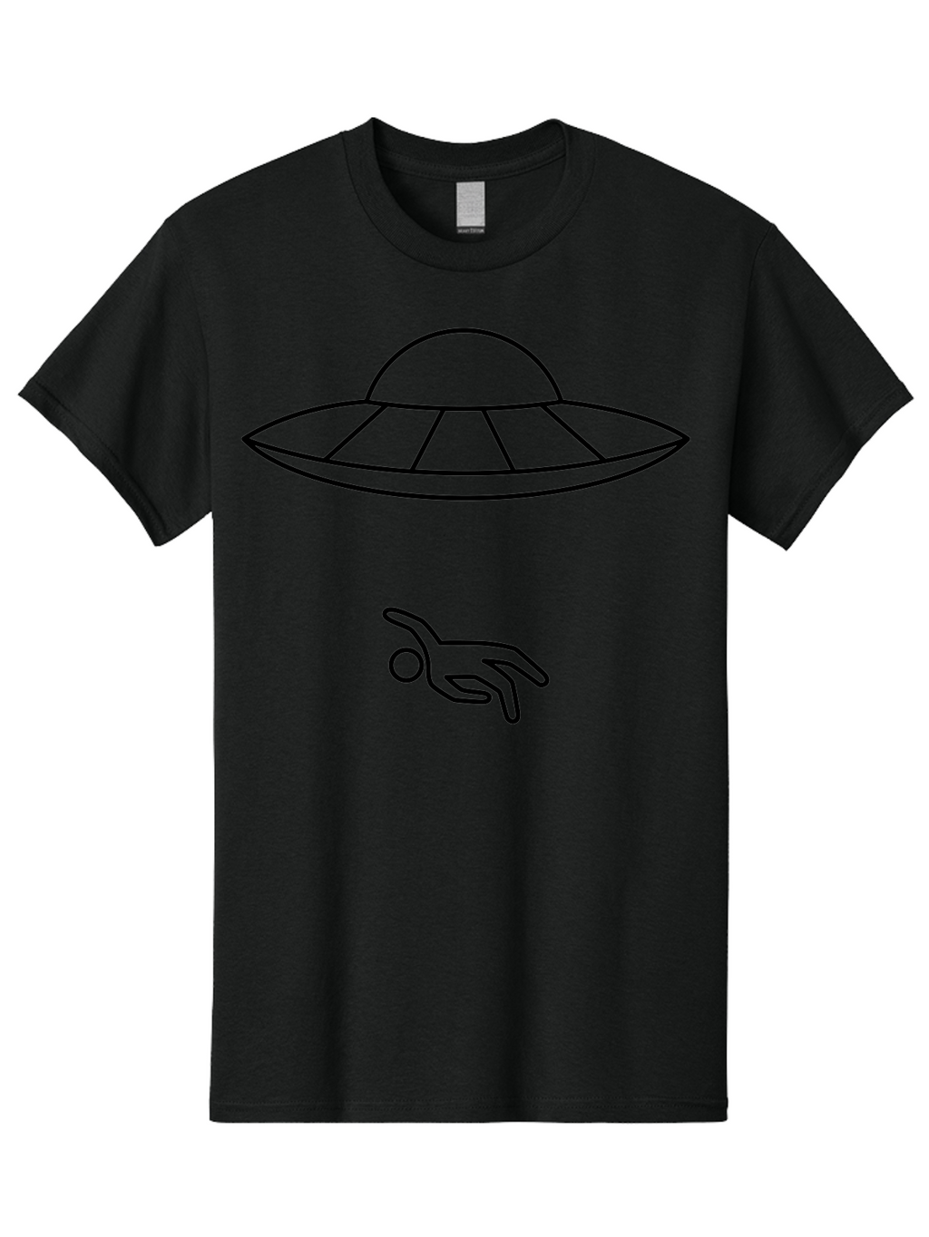 Ufo Men'S Graphic Tee, 100% Cotton, Comfortable Casual Summer Wear, Machine Washable, Ufo Sighting, Alien Encounter, Mysterious Hand, Black Outline, Simple Design, Pop Art Style, Modern Graphic, Minimalist Illustration, Outer Space, -  Aaa227
