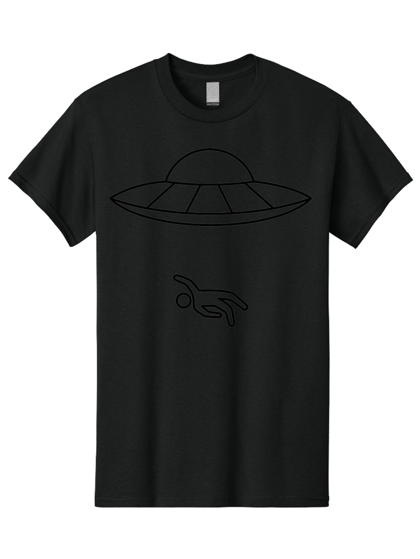 Ufo Men'S Graphic Tee, 100% Cotton, Comfortable Casual Summer Wear, Machine Washable, Ufo Sighting, Alien Encounter, Mysterious Hand, Black Outline, Simple Design, Pop Art Style, Modern Graphic, Minimalist Illustration, Outer Space, -  Aaa227