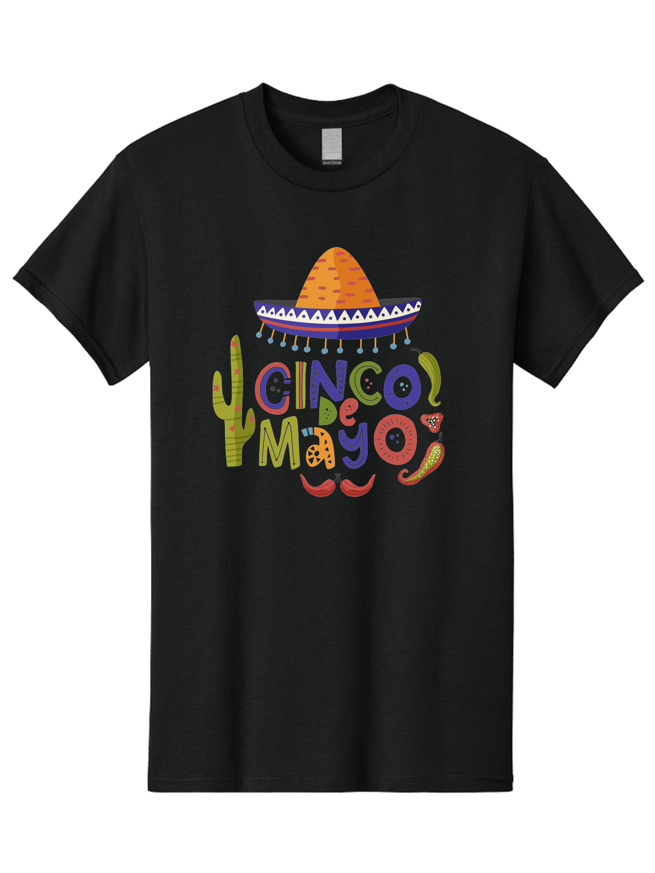 Cinco-De-Mayo-1 Men'S Graphic Tee, 100% Cotton, Comfortable Casual Summer Wear, Machine Washable, Cinco De Mayo, Sombrero, Chili Peppers, Cactus, Festive Design, Vibrant Colors, Mexican Heritage, Cultural Celebration, Fiesta Theme, -  Aaa233
