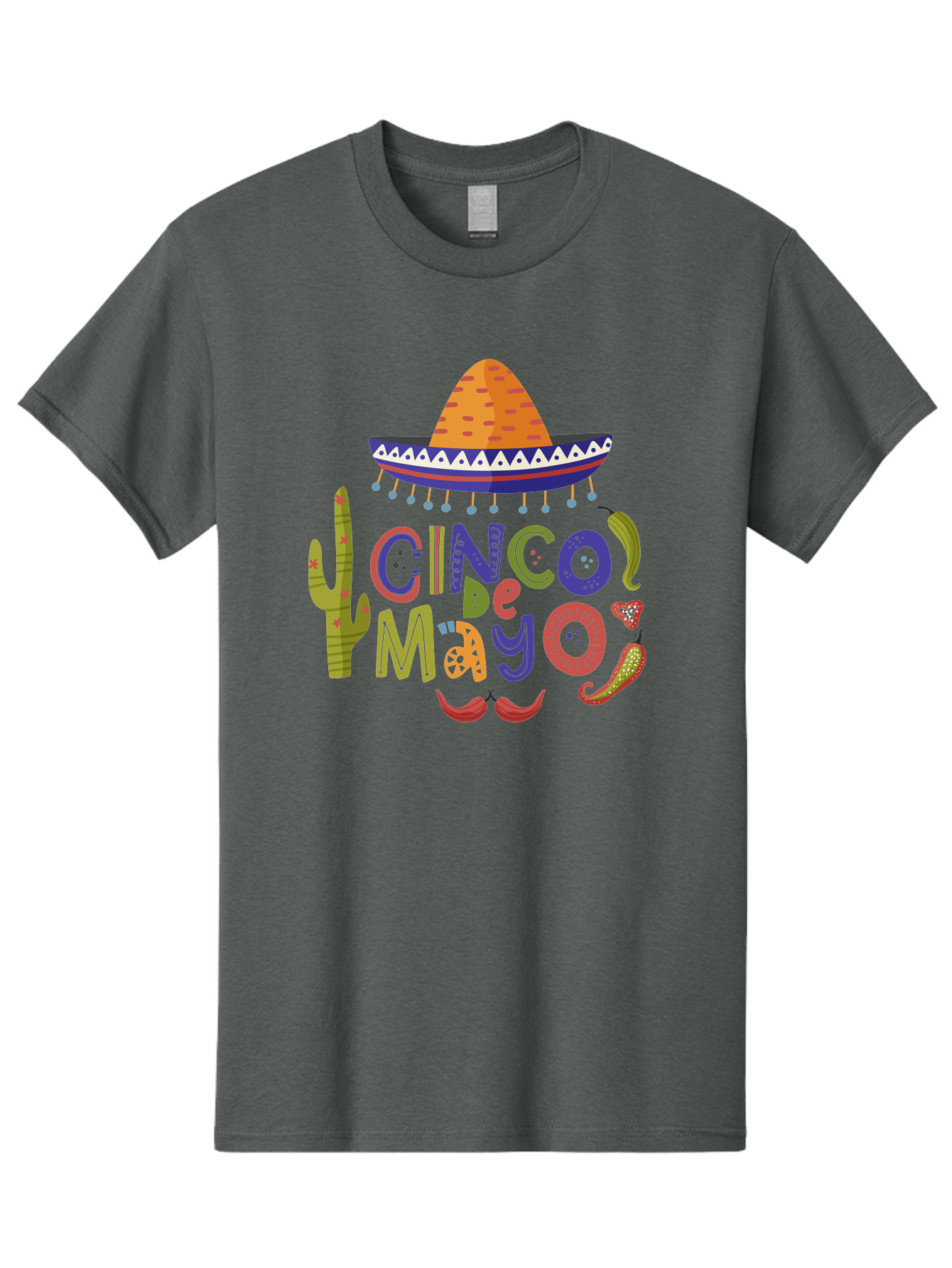 Cinco-De-Mayo-1 Men'S Graphic Tee, 100% Cotton, Comfortable Casual Summer Wear, Machine Washable, Cinco De Mayo, Sombrero, Chili Peppers, Cactus, Festive Design, Vibrant Colors, Mexican Heritage, Cultural Celebration, Fiesta Theme, -  Aaa233