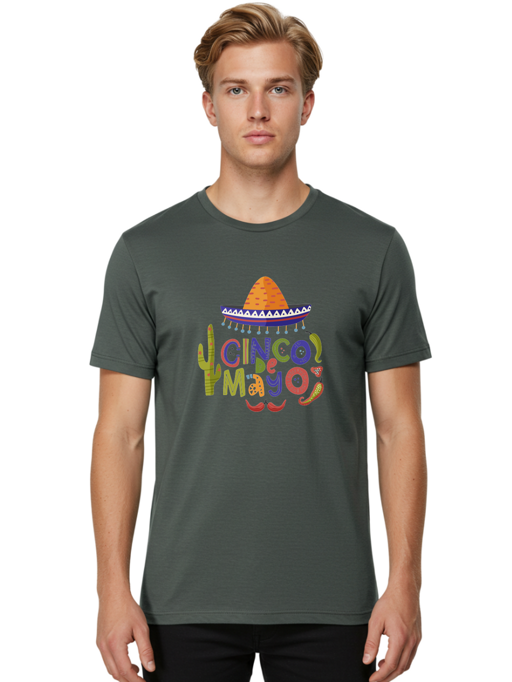 Cinco-De-Mayo-1 Men'S Graphic Tee, 100% Cotton, Comfortable Casual Summer Wear, Machine Washable, Cinco De Mayo, Sombrero, Chili Peppers, Cactus, Festive Design, Vibrant Colors, Mexican Heritage, Cultural Celebration, Fiesta Theme, -  Aaa233