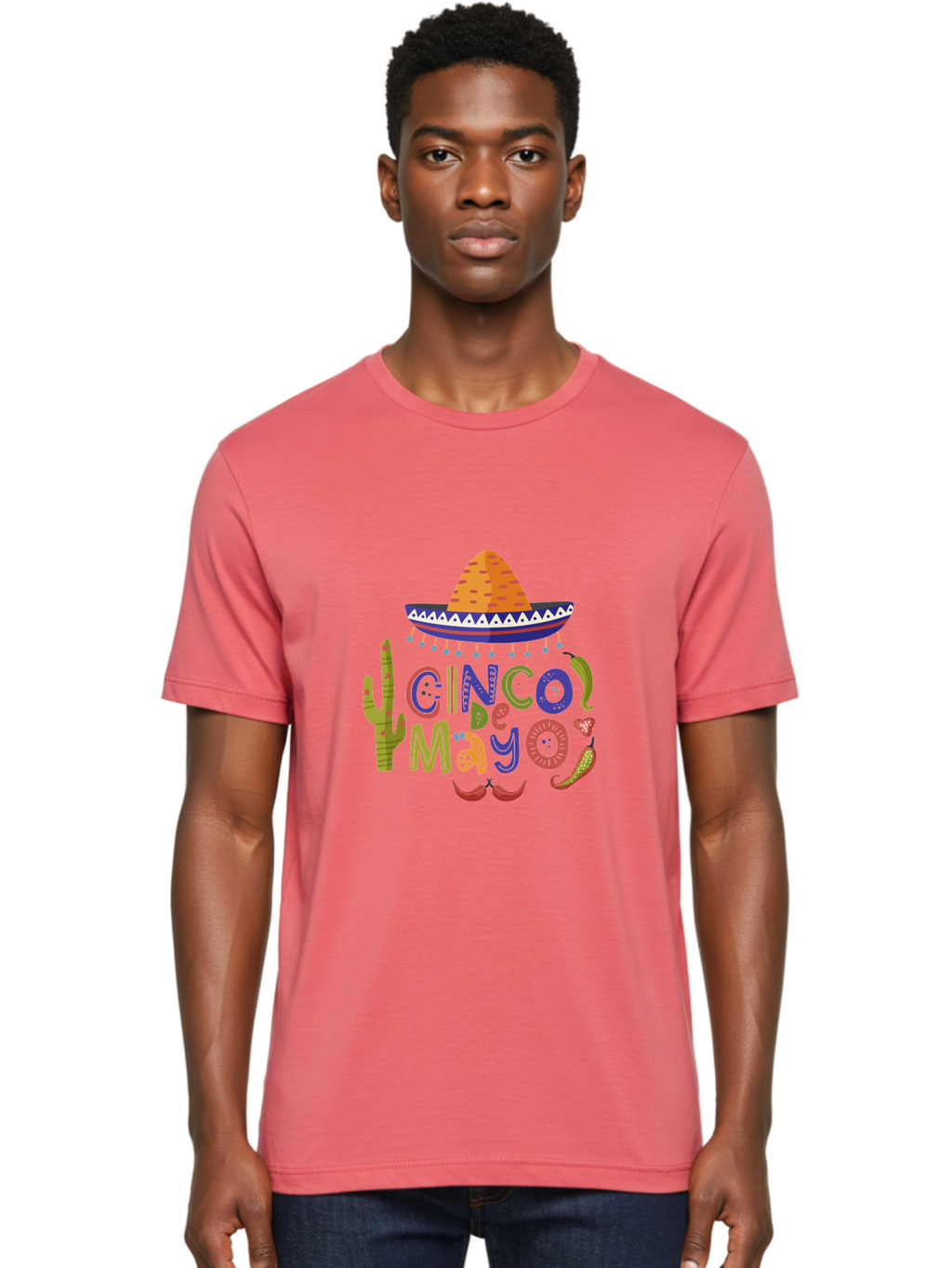 Cinco-De-Mayo-1 Men'S Graphic Tee, 100% Cotton, Comfortable Casual Summer Wear, Machine Washable, Cinco De Mayo, Sombrero, Chili Peppers, Cactus, Festive Design, Vibrant Colors, Mexican Heritage, Cultural Celebration, Fiesta Theme, -  Aaa233