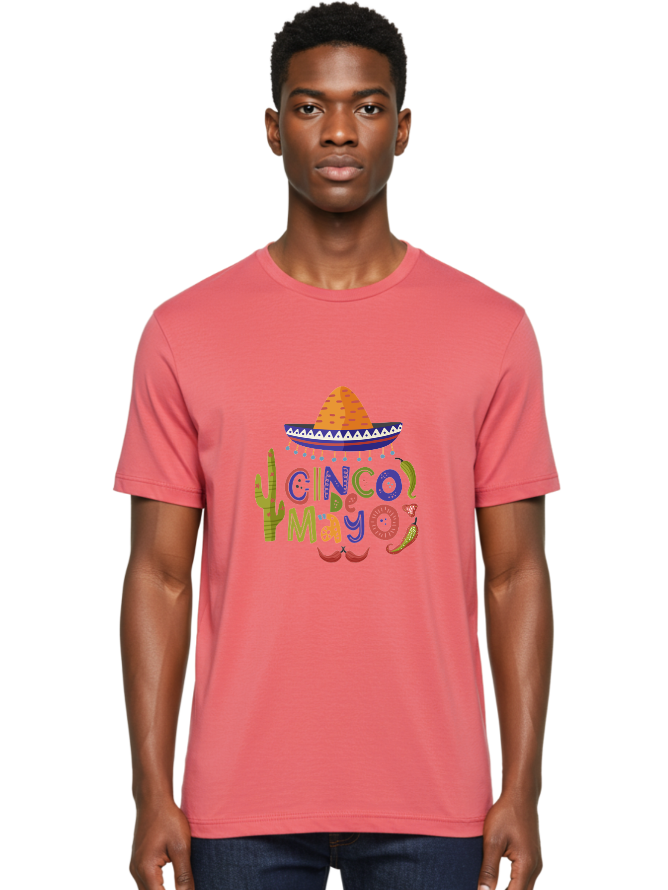 Cinco-De-Mayo-1 Men'S Graphic Tee, 100% Cotton, Comfortable Casual Summer Wear, Machine Washable, Cinco De Mayo, Sombrero, Chili Peppers, Cactus, Festive Design, Vibrant Colors, Mexican Heritage, Cultural Celebration, Fiesta Theme, -  Aaa233