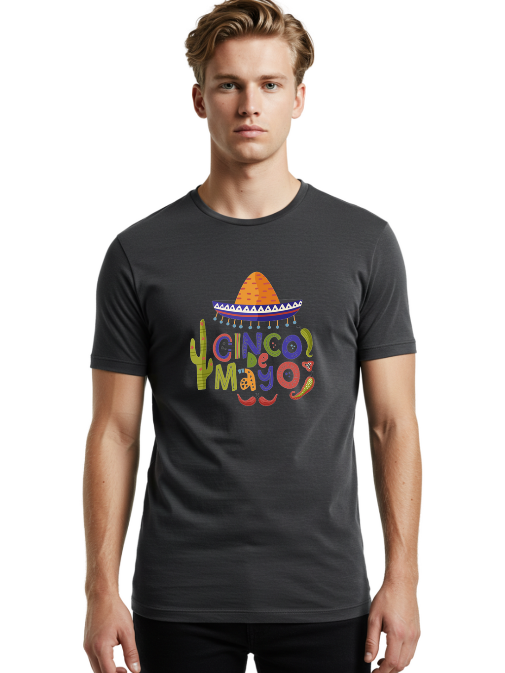 Cinco-De-Mayo-1 Men'S Graphic Tee, 100% Cotton, Comfortable Casual Summer Wear, Machine Washable, Cinco De Mayo, Sombrero, Chili Peppers, Cactus, Festive Design, Vibrant Colors, Mexican Heritage, Cultural Celebration, Fiesta Theme, -  Aaa233