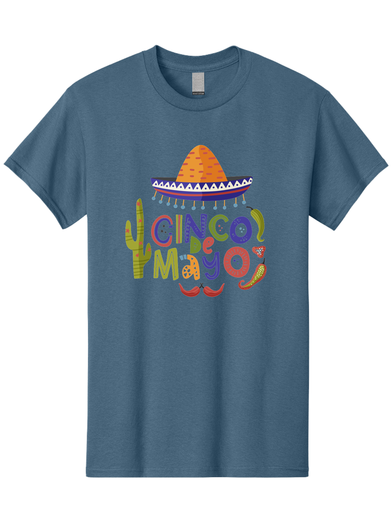 Cinco-De-Mayo-1 Men'S Graphic Tee, 100% Cotton, Comfortable Casual Summer Wear, Machine Washable, Cinco De Mayo, Sombrero, Chili Peppers, Cactus, Festive Design, Vibrant Colors, Mexican Heritage, Cultural Celebration, Fiesta Theme, -  Aaa233