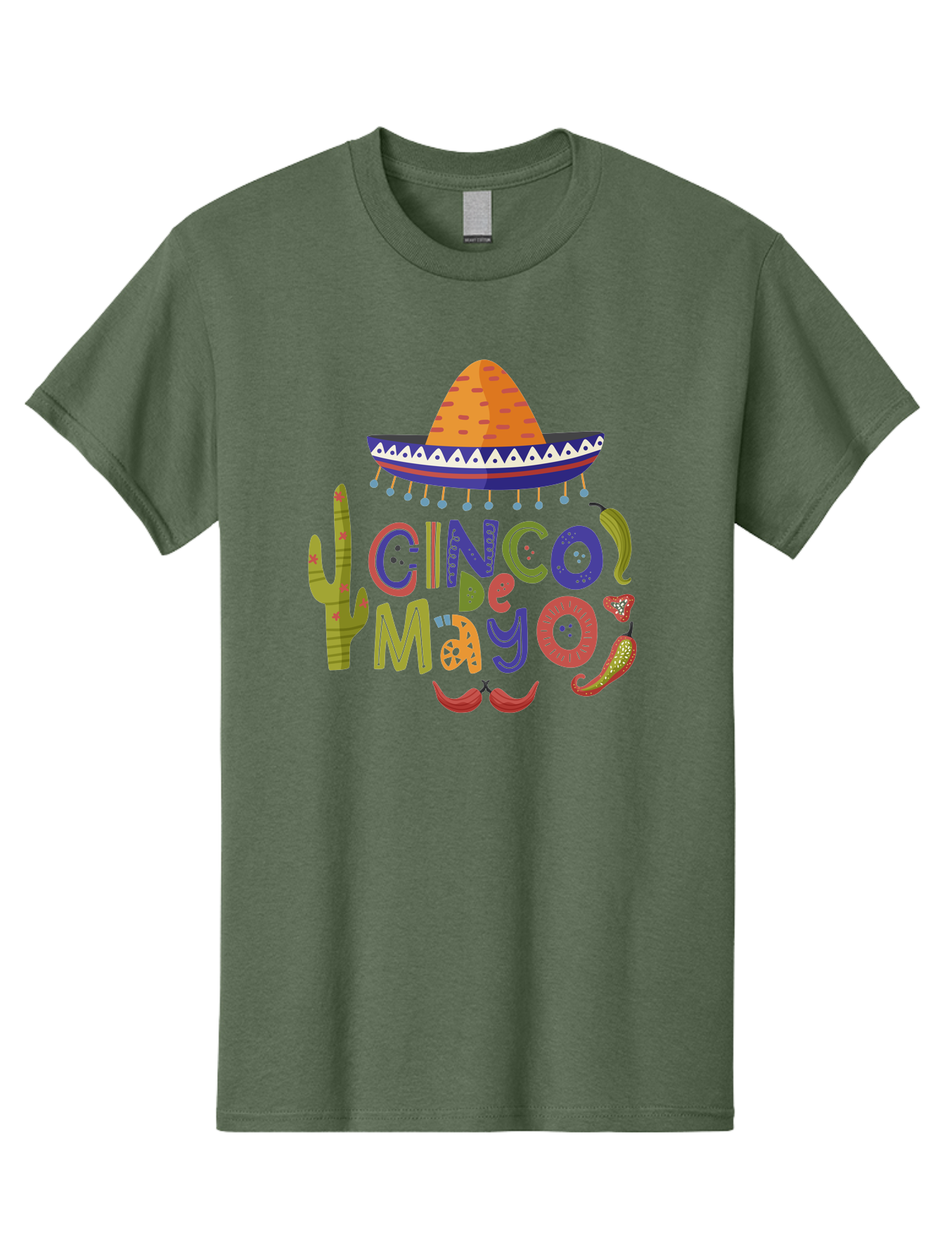 Cinco-De-Mayo-1 Men'S Graphic Tee, 100% Cotton, Comfortable Casual Summer Wear, Machine Washable, Cinco De Mayo, Sombrero, Chili Peppers, Cactus, Festive Design, Vibrant Colors, Mexican Heritage, Cultural Celebration, Fiesta Theme, -  Aaa233