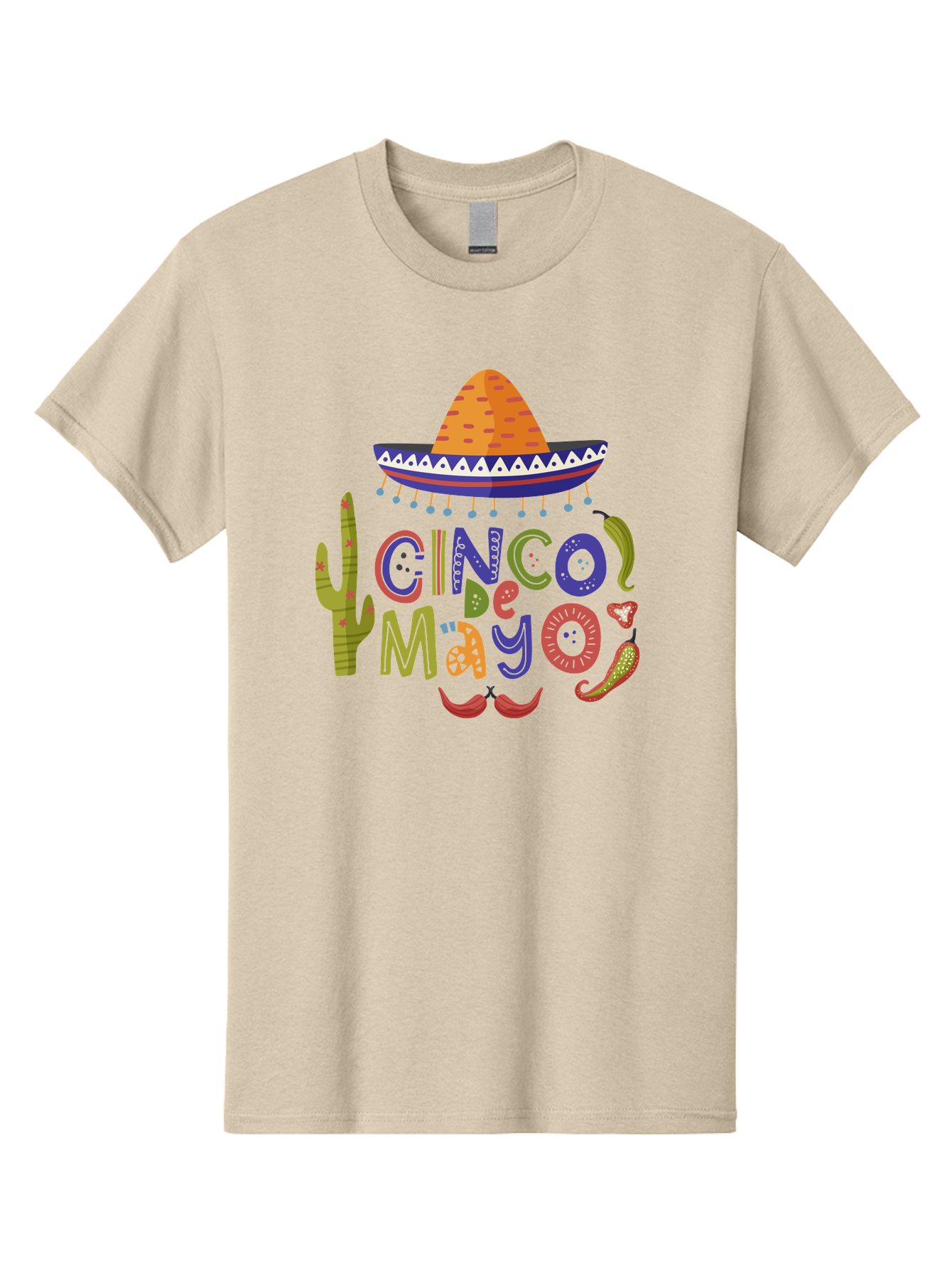 Cinco-De-Mayo-1 Men'S Graphic Tee, 100% Cotton, Comfortable Casual Summer Wear, Machine Washable, Cinco De Mayo, Sombrero, Chili Peppers, Cactus, Festive Design, Vibrant Colors, Mexican Heritage, Cultural Celebration, Fiesta Theme, -  Aaa233