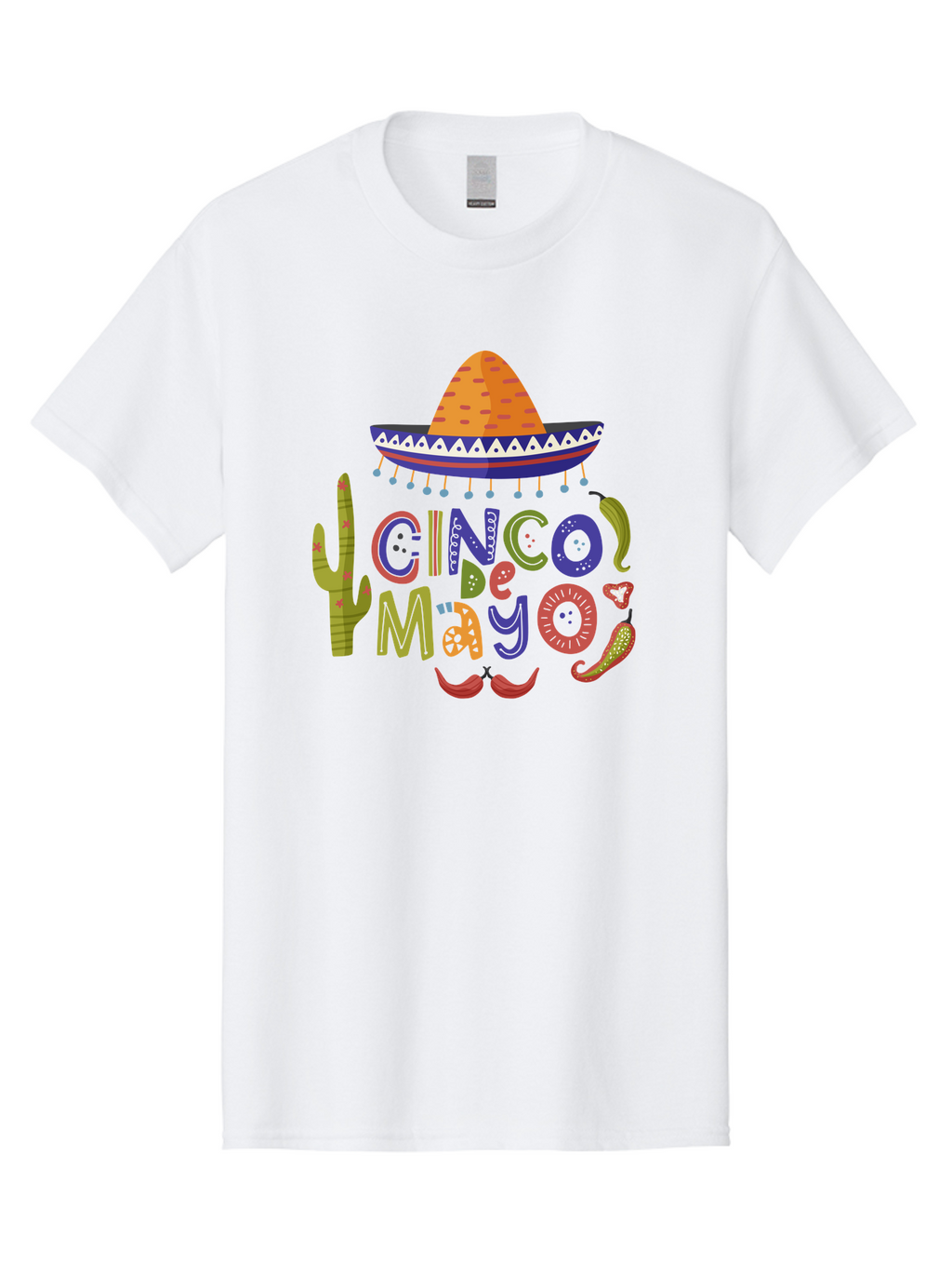 Cinco-De-Mayo-1 Men'S Graphic Tee, 100% Cotton, Comfortable Casual Summer Wear, Machine Washable, Cinco De Mayo, Sombrero, Chili Peppers, Cactus, Festive Design, Vibrant Colors, Mexican Heritage, Cultural Celebration, Fiesta Theme, -  Aaa233