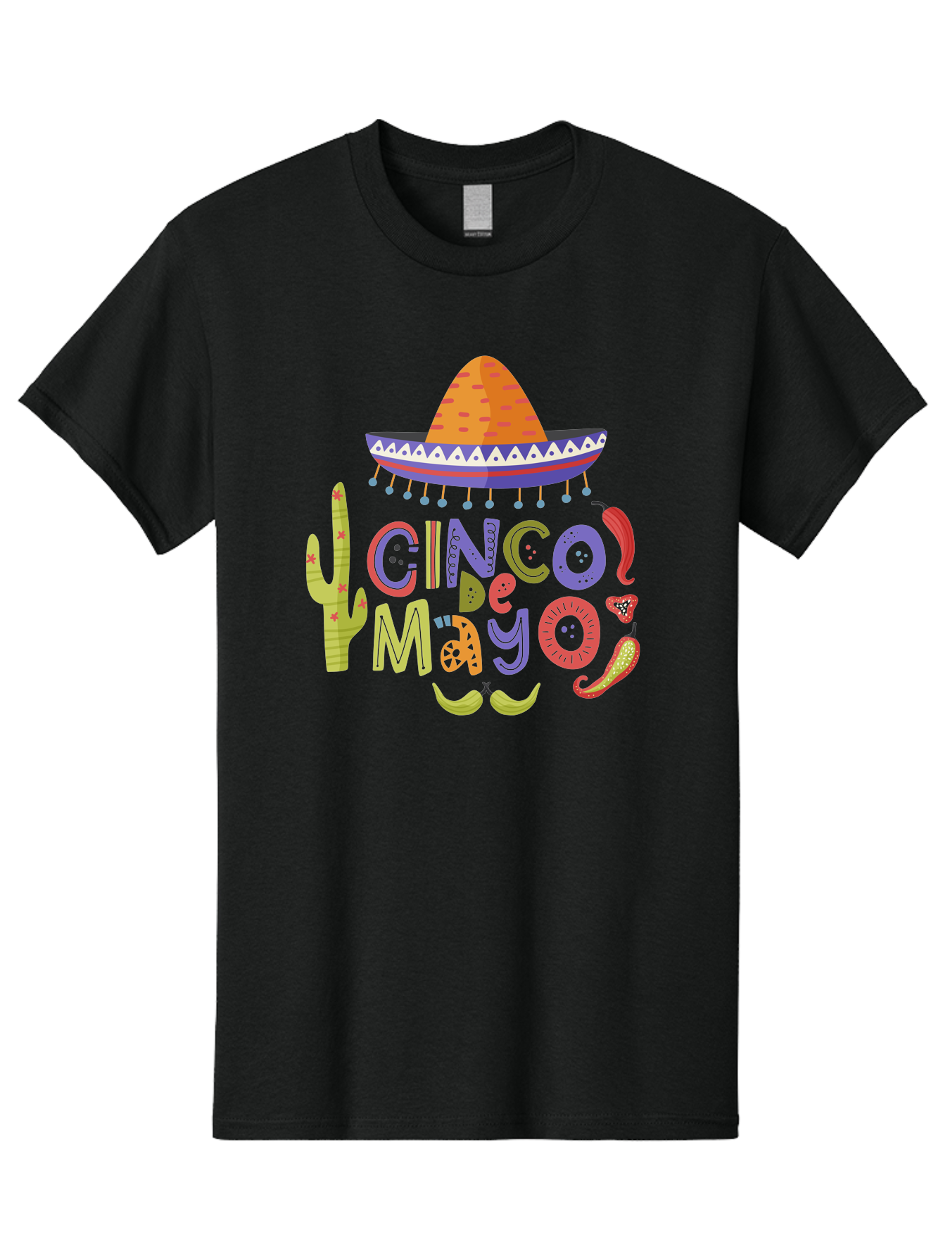 Cinco-De-Mayo-2 Men'S Graphic Tee, 100% Cotton, Comfortable Casual Summer Wear, Machine Washable, Cinco De Mayo, Mexican Holiday, Festive Celebration, Colorful Sombrero, Cactus, Chili Peppers, Vibrant Colors, Fiesta Theme, Party Decoration, -  Aaa234