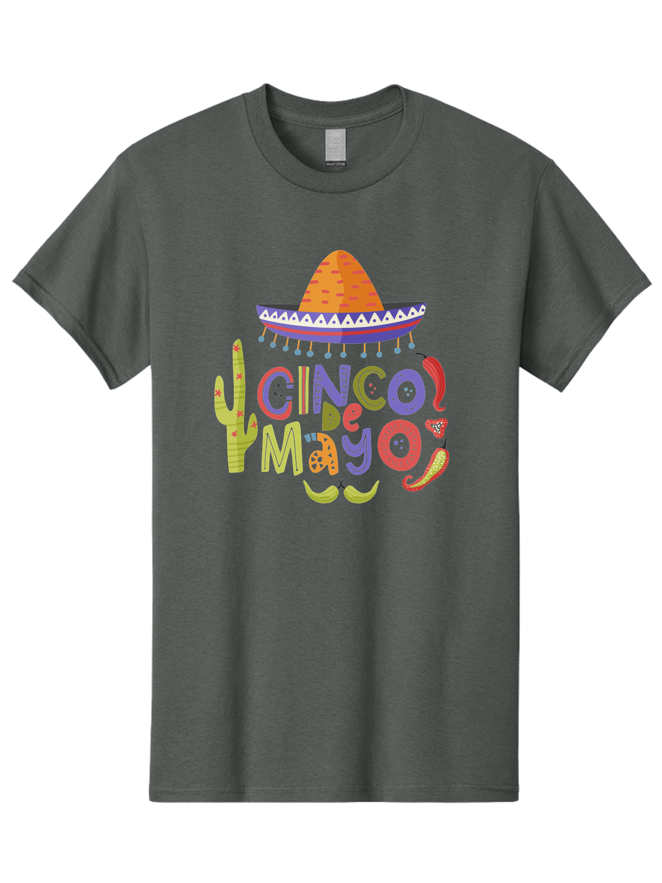 Cinco-De-Mayo-2 Men'S Graphic Tee, 100% Cotton, Comfortable Casual Summer Wear, Machine Washable, Cinco De Mayo, Mexican Holiday, Festive Celebration, Colorful Sombrero, Cactus, Chili Peppers, Vibrant Colors, Fiesta Theme, Party Decoration, -  Aaa234