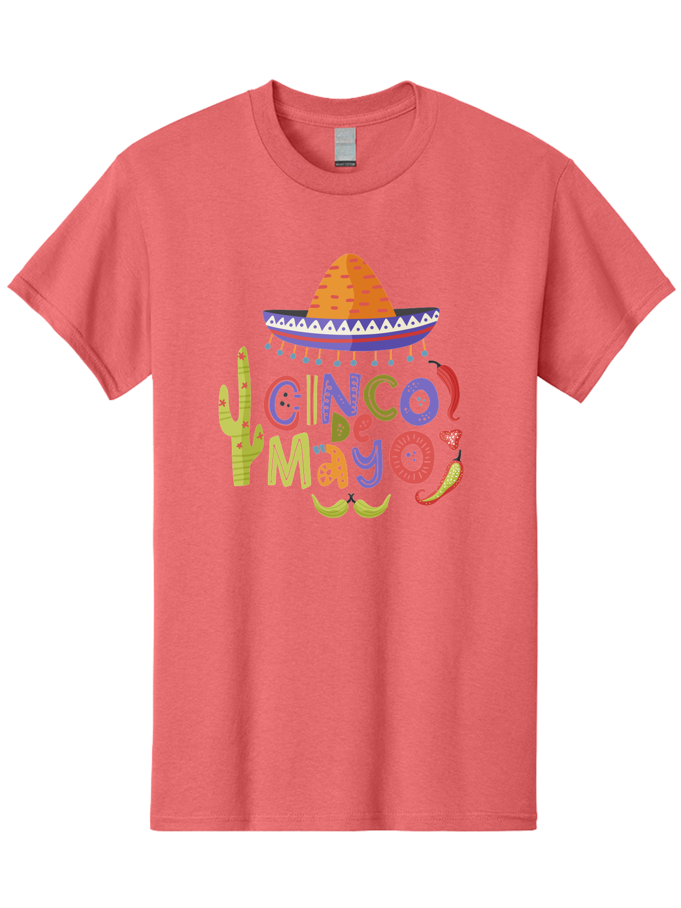 Cinco-De-Mayo-2 Men'S Graphic Tee, 100% Cotton, Comfortable Casual Summer Wear, Machine Washable, Cinco De Mayo, Mexican Holiday, Festive Celebration, Colorful Sombrero, Cactus, Chili Peppers, Vibrant Colors, Fiesta Theme, Party Decoration, -  Aaa234