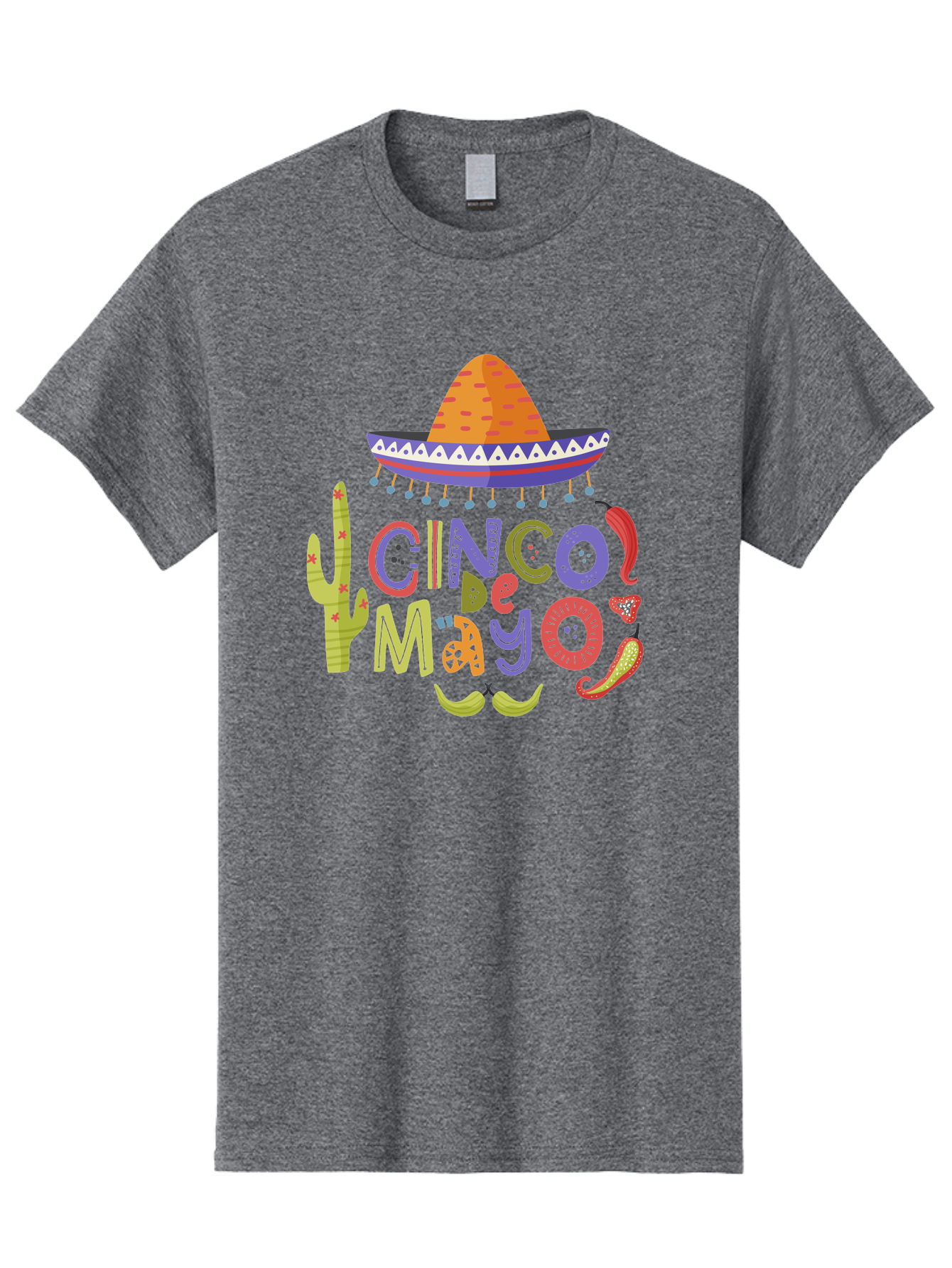 Cinco-De-Mayo-2 Men'S Graphic Tee, 100% Cotton, Comfortable Casual Summer Wear, Machine Washable, Cinco De Mayo, Mexican Holiday, Festive Celebration, Colorful Sombrero, Cactus, Chili Peppers, Vibrant Colors, Fiesta Theme, Party Decoration, -  Aaa234