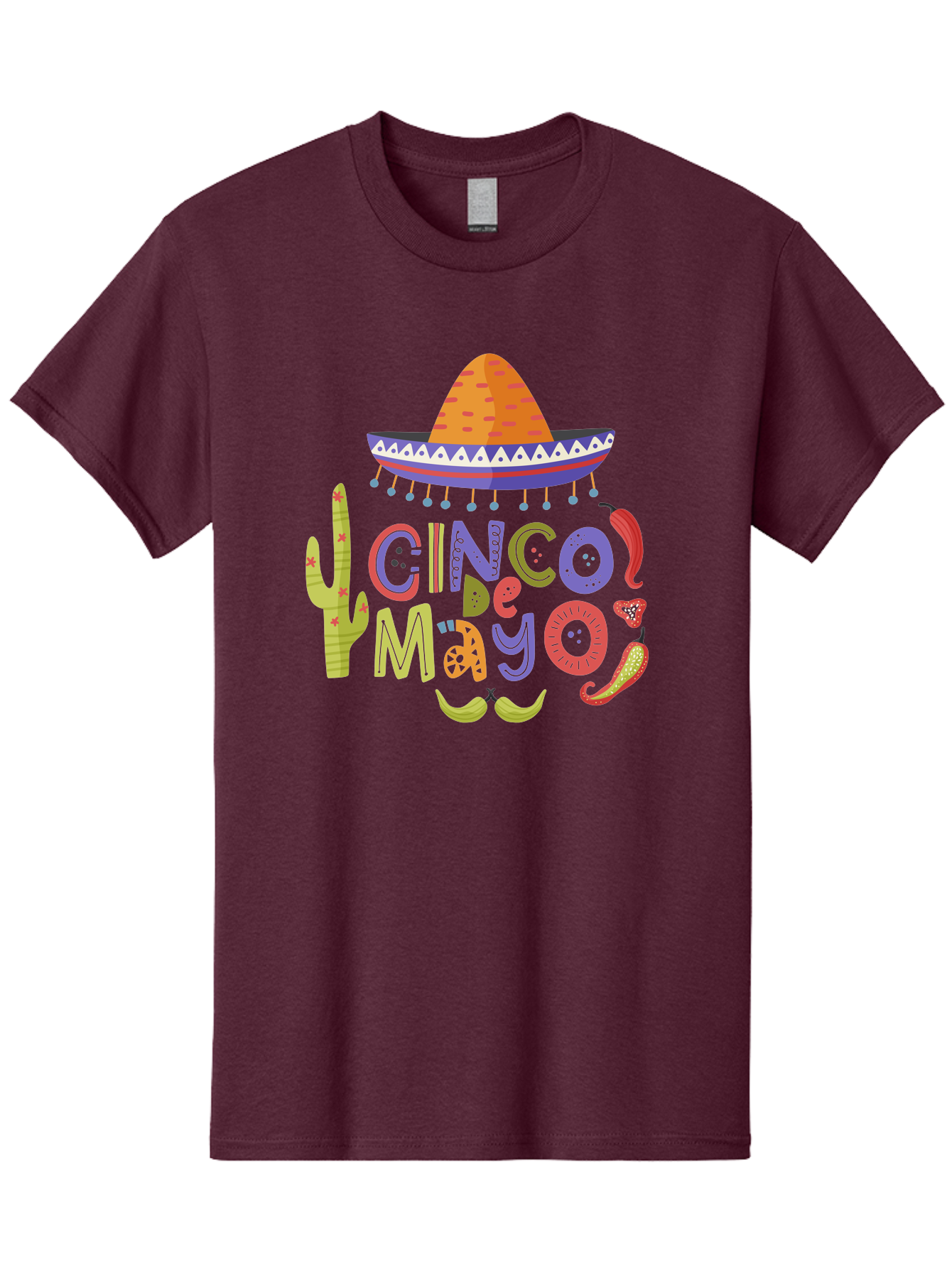 Cinco-De-Mayo-2 Men'S Graphic Tee, 100% Cotton, Comfortable Casual Summer Wear, Machine Washable, Cinco De Mayo, Mexican Holiday, Festive Celebration, Colorful Sombrero, Cactus, Chili Peppers, Vibrant Colors, Fiesta Theme, Party Decoration, -  Aaa234