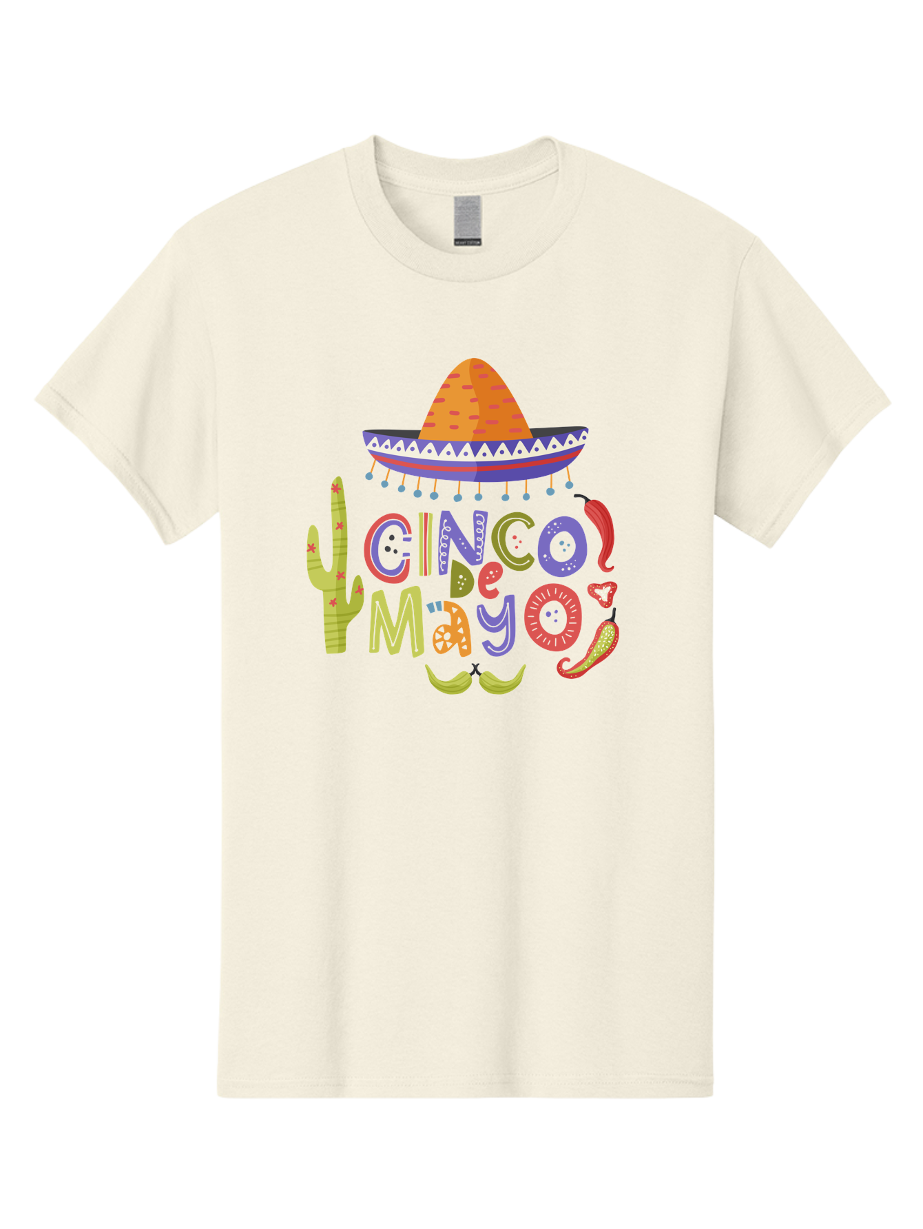 Cinco-De-Mayo-2 Men'S Graphic Tee, 100% Cotton, Comfortable Casual Summer Wear, Machine Washable, Cinco De Mayo, Mexican Holiday, Festive Celebration, Colorful Sombrero, Cactus, Chili Peppers, Vibrant Colors, Fiesta Theme, Party Decoration, -  Aaa234