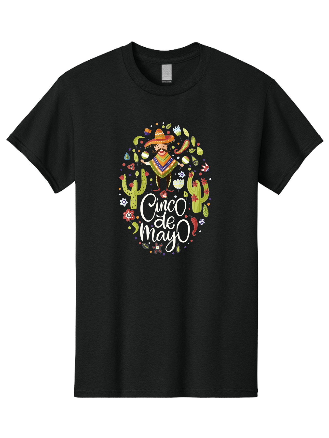 Cinco-De-Mayo-3 Men'S Graphic Tee, 100% Cotton, Comfortable Casual Summer Wear, Machine Washable, Mexican Fiesta, Cultural Celebration, Vibrant Colors, Mariachi Man, Cacti, Flowers, Festive Decorations, Traditional Attire, Party Atmosphere, -  Aaa235