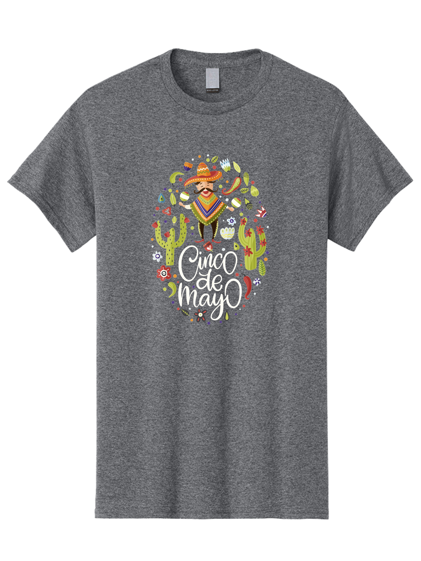 Cinco-De-Mayo-3 Men'S Graphic Tee, 100% Cotton, Comfortable Casual Summer Wear, Machine Washable, Mexican Fiesta, Cultural Celebration, Vibrant Colors, Mariachi Man, Cacti, Flowers, Festive Decorations, Traditional Attire, Party Atmosphere, -  Aaa235